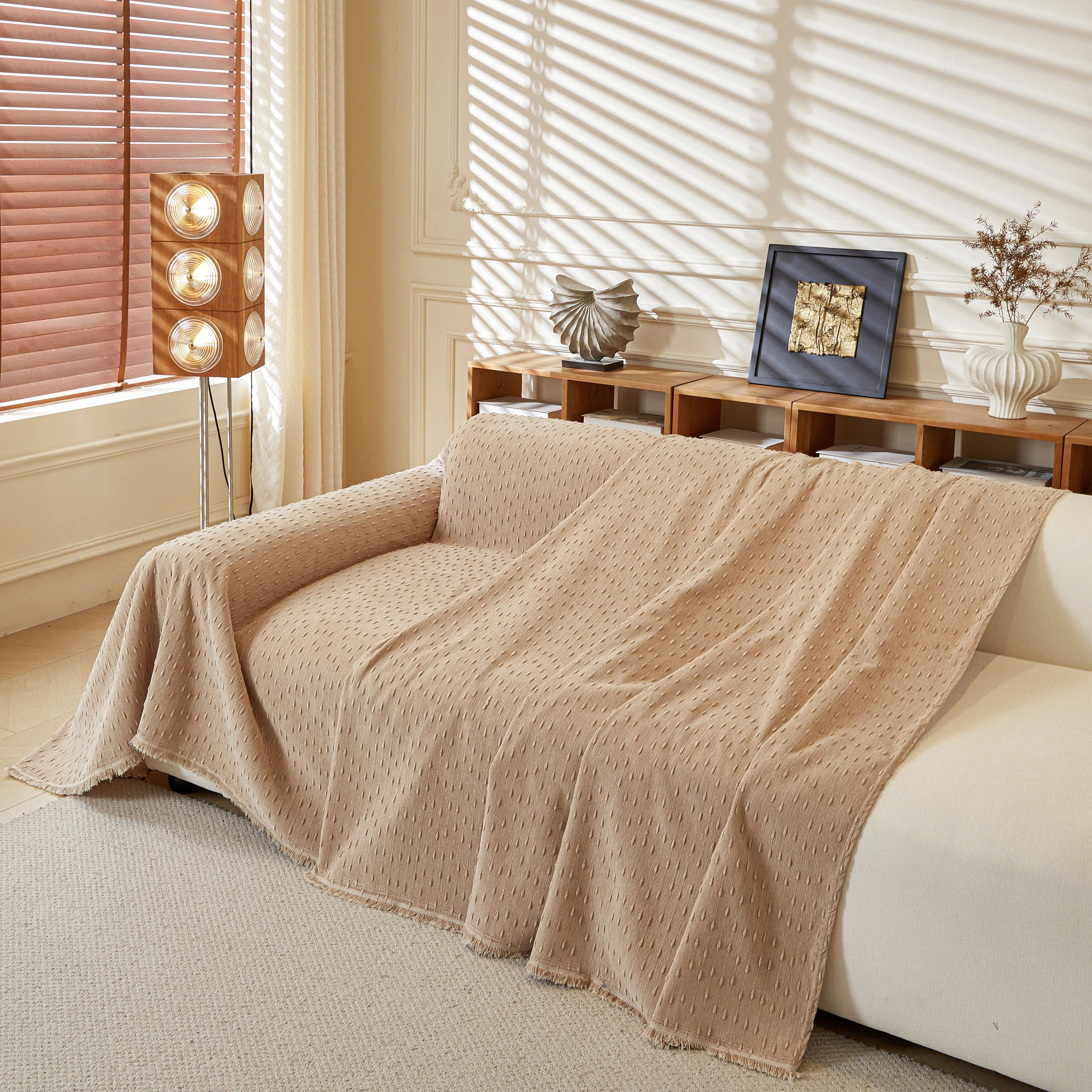 Textured Throw Blanket with 3D Dobby Weave, Minimalist Furniture Protector for Couch - Image 62