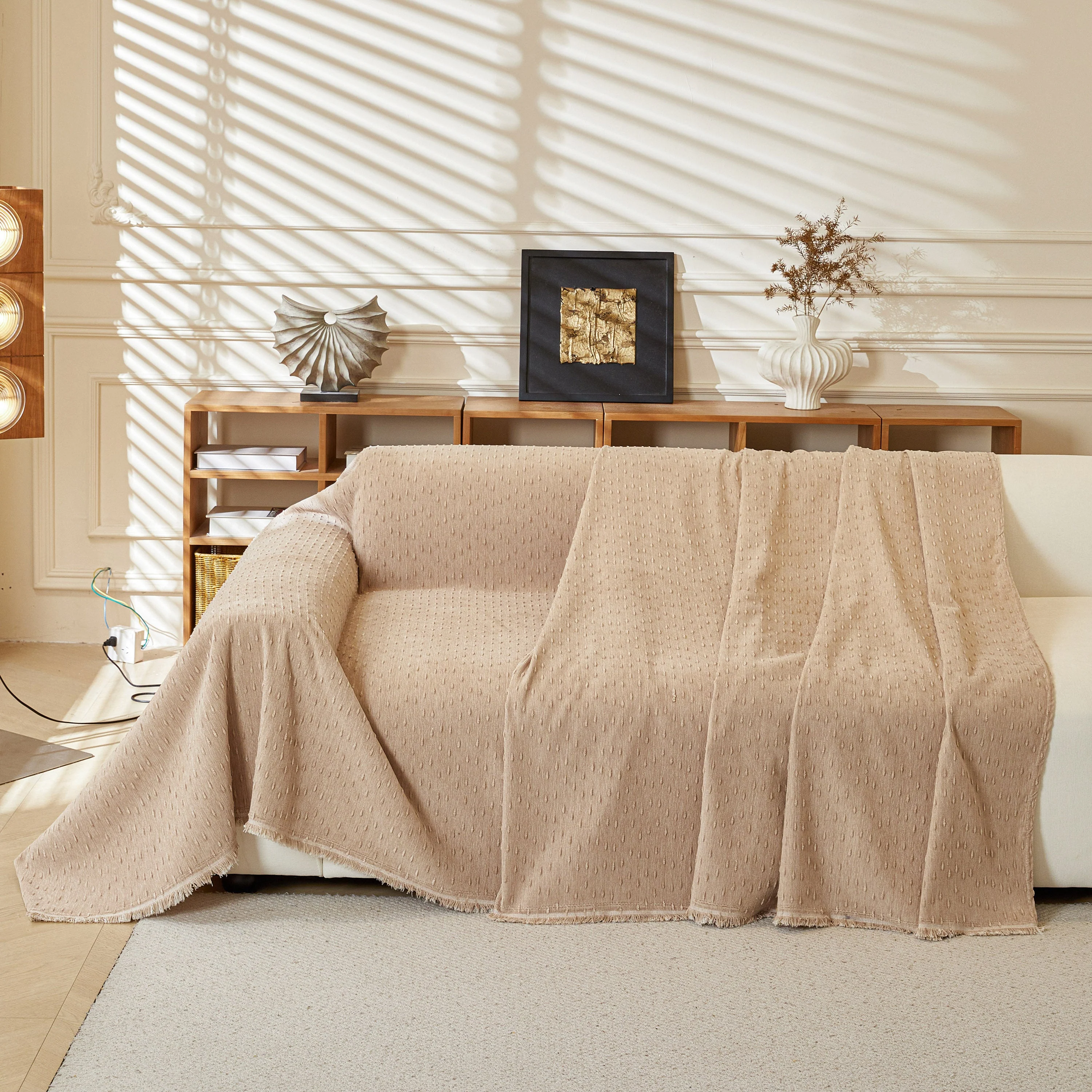 Textured Throw Blanket with 3D Dobby Weave, Minimalist Furniture Protector for Couch - Image 63