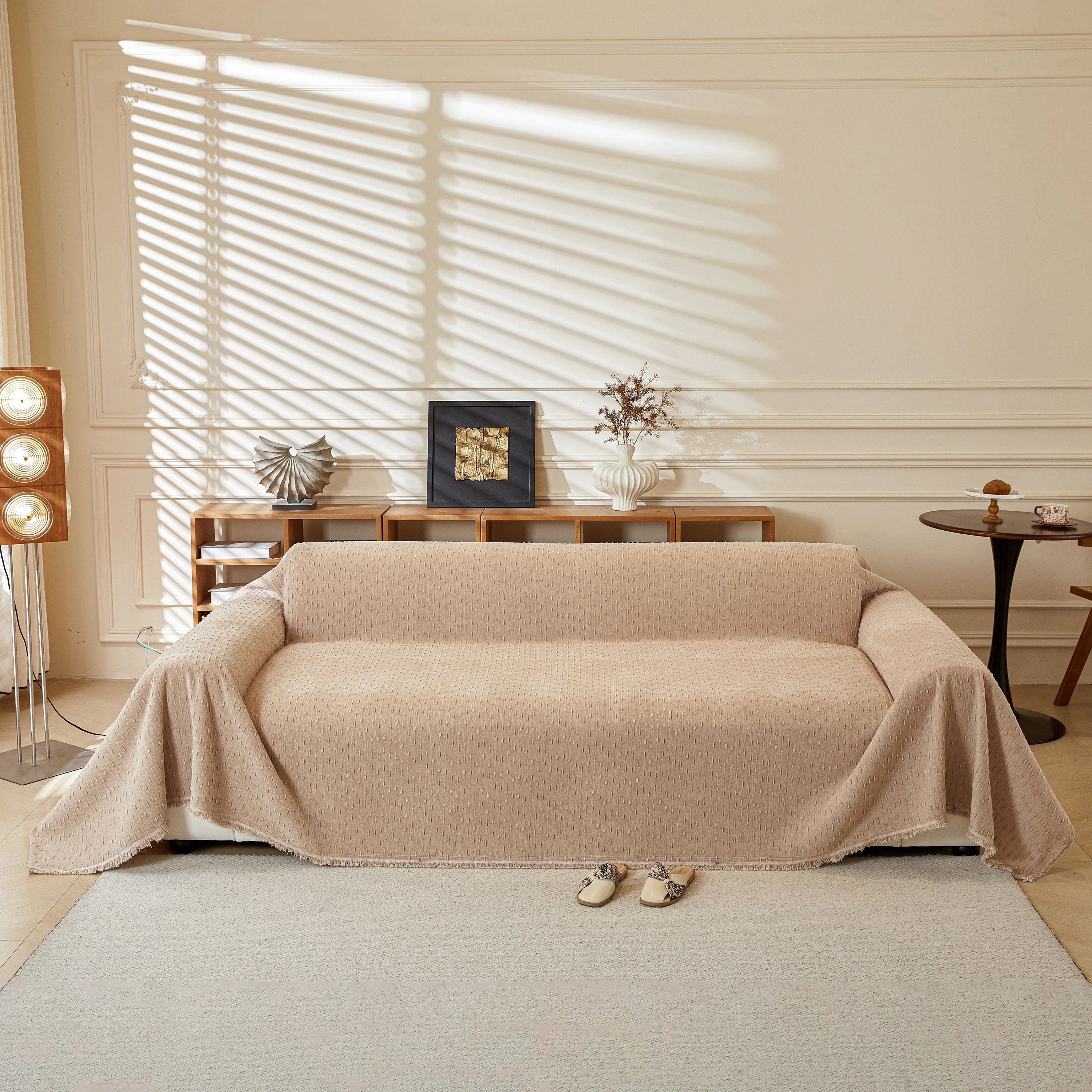 Textured Throw Blanket with 3D Dobby Weave, Minimalist Furniture Protector for Couch - Image 66