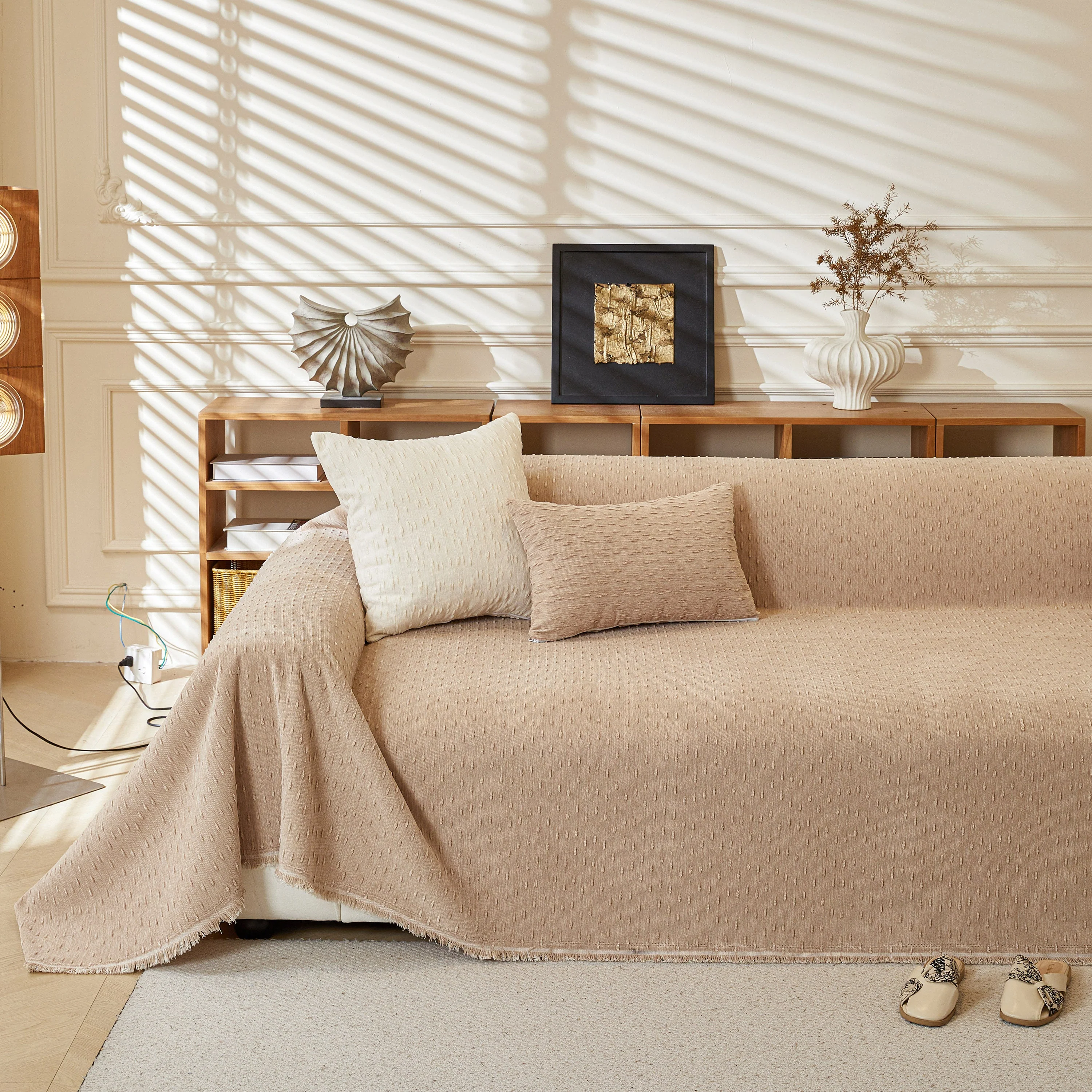 Textured Throw Blanket with 3D Dobby Weave, Minimalist Furniture Protector for Couch - Image 67