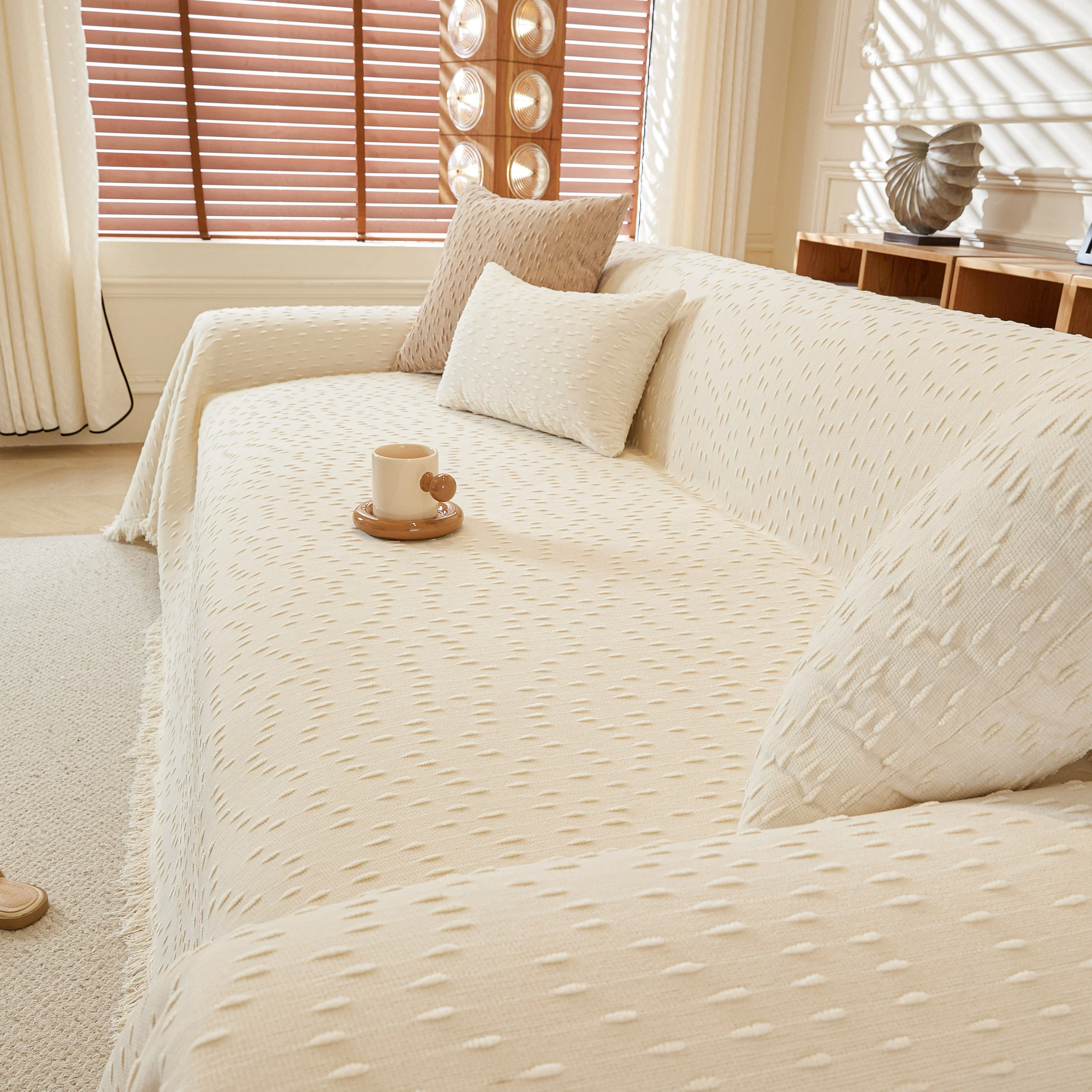 Textured Throw Blanket with 3D Dobby Weave, Minimalist Furniture Protector for Couch - Image 7