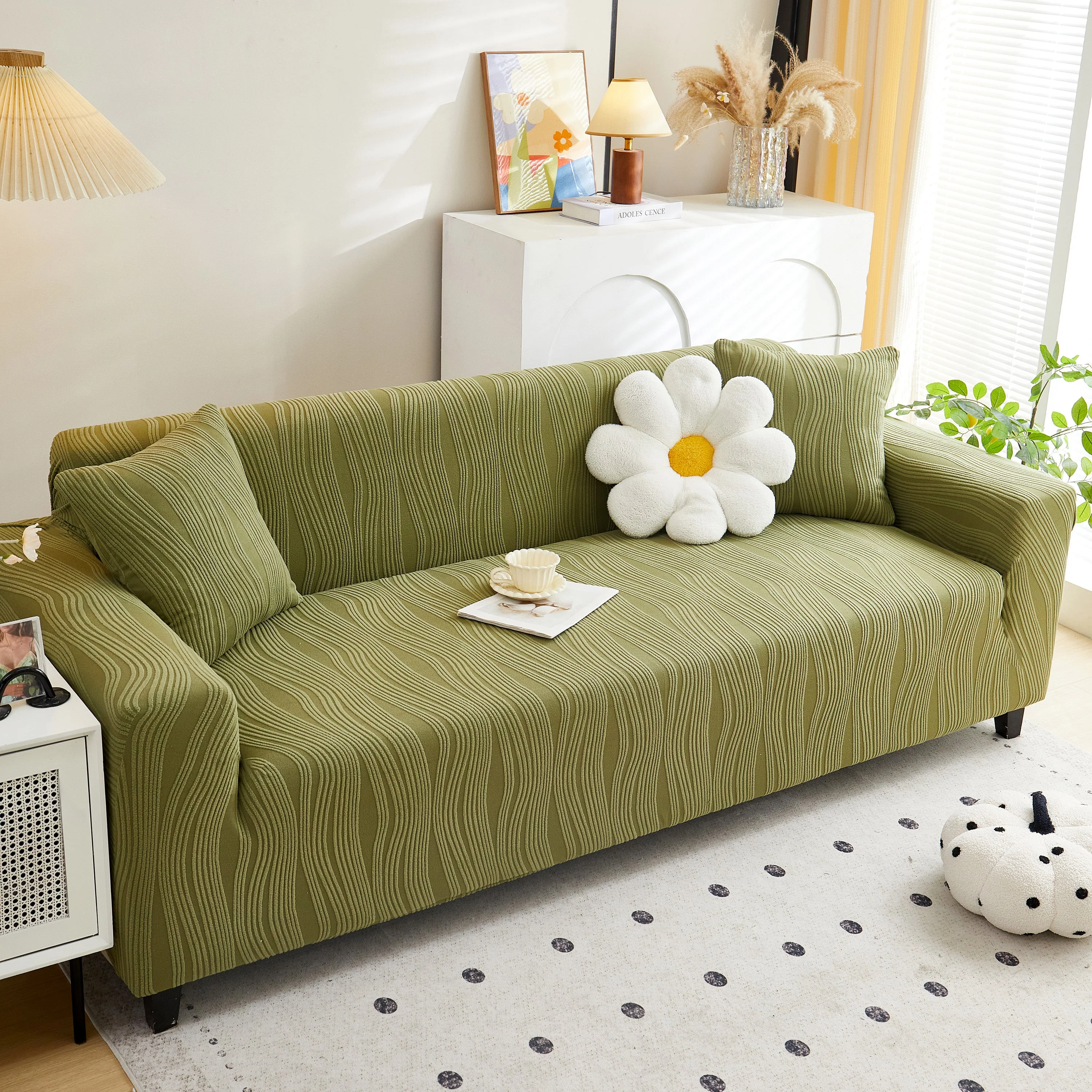 Textured Wave Stretch Sofa Couch Cover, Soft Washable Spandex Furniture Slipcovers - Image 11