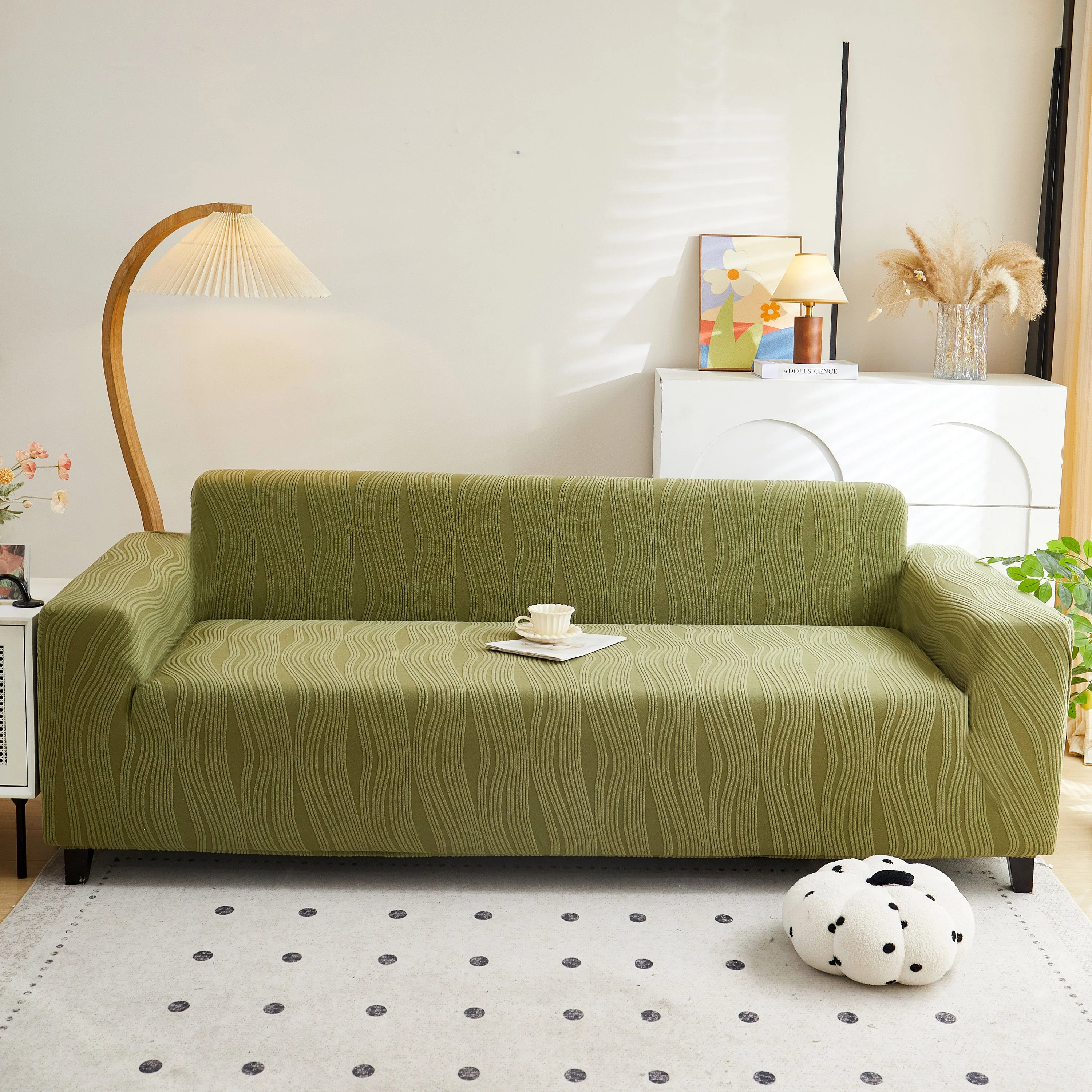 Textured Wave Stretch Sofa Couch Cover, Soft Washable Spandex Furniture Slipcovers - Image 12