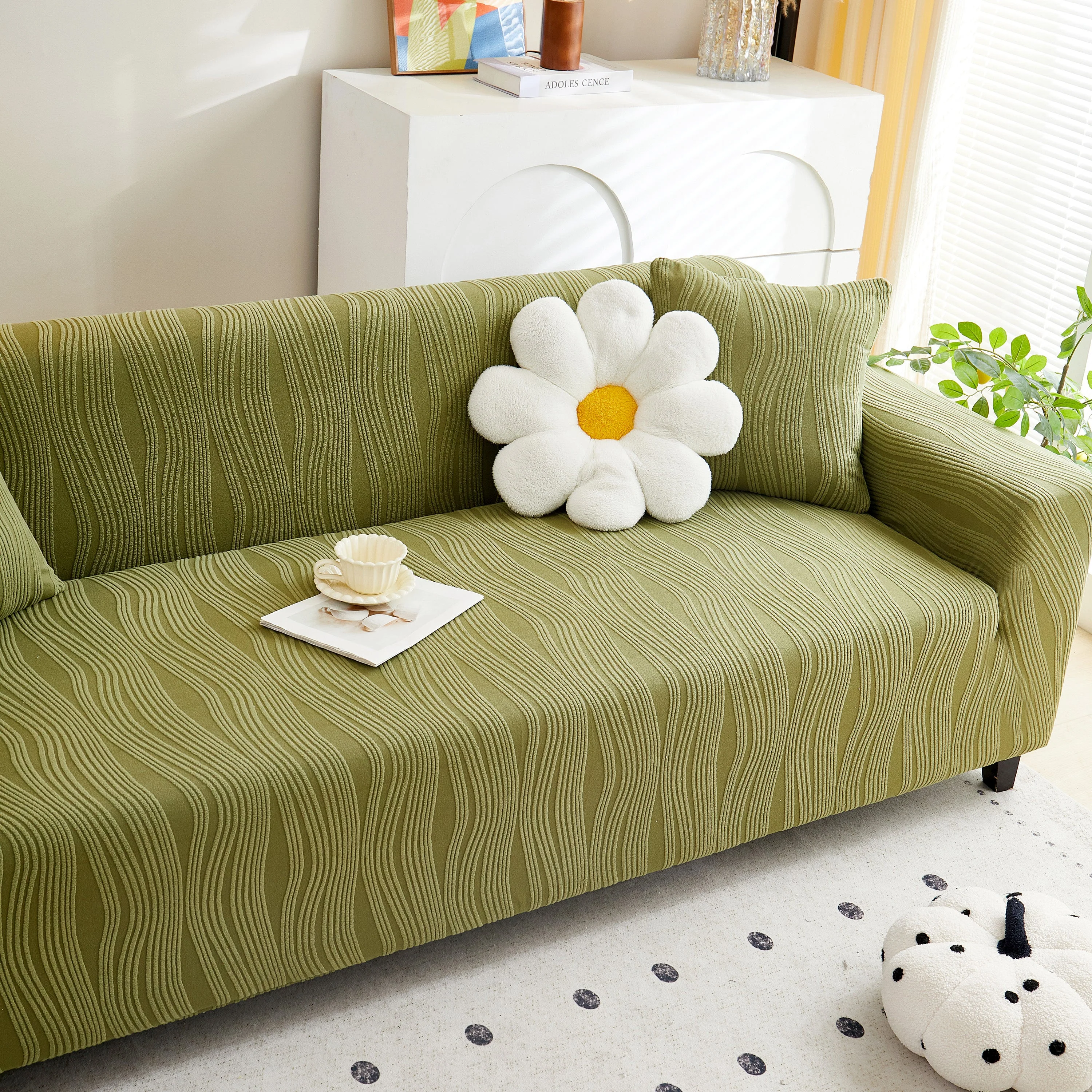 Textured Wave Stretch Sofa Couch Cover, Soft Washable Spandex Furniture Slipcovers - Image 15