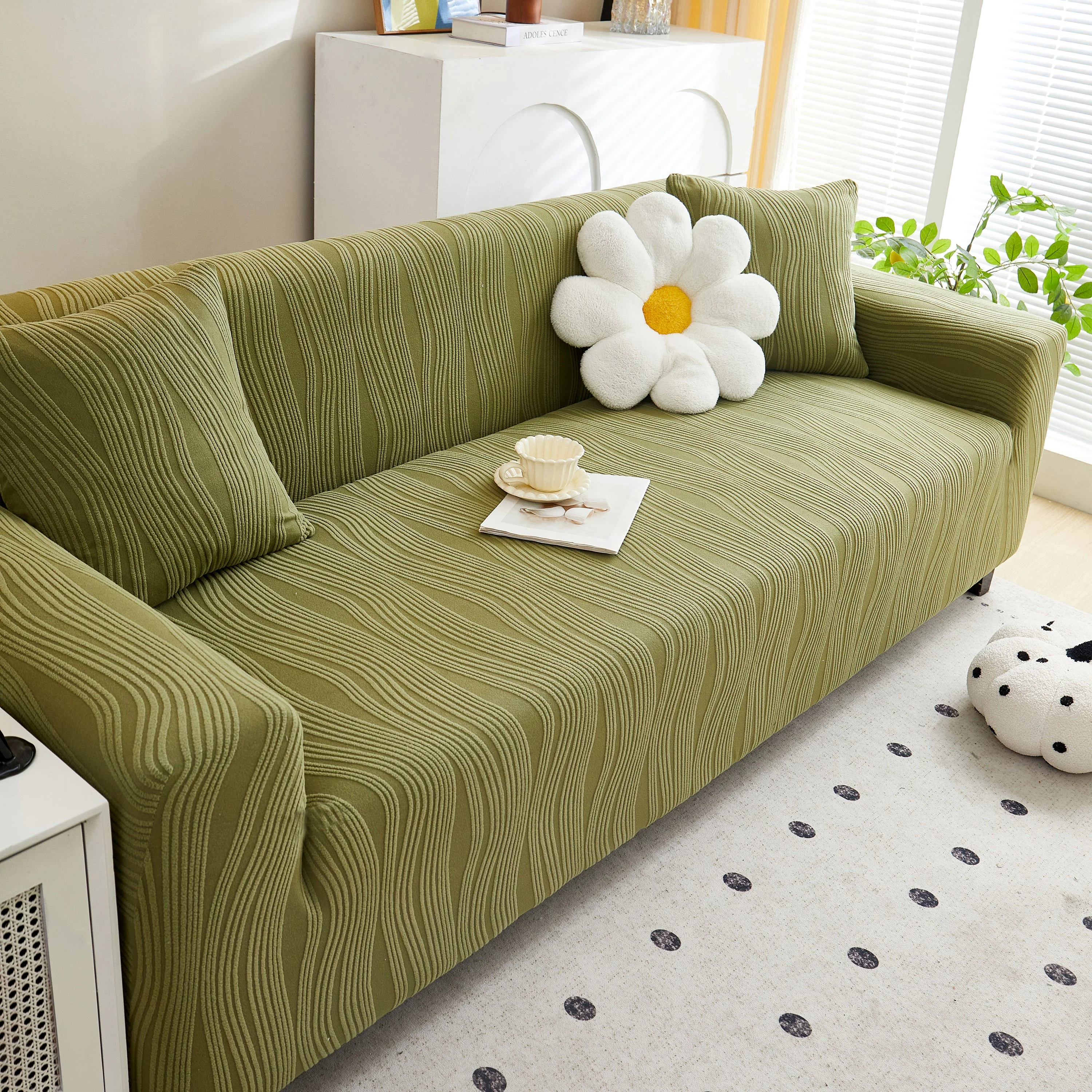 Textured Wave Stretch Sofa Couch Cover, Soft Washable Spandex Furniture Slipcovers - Image 16