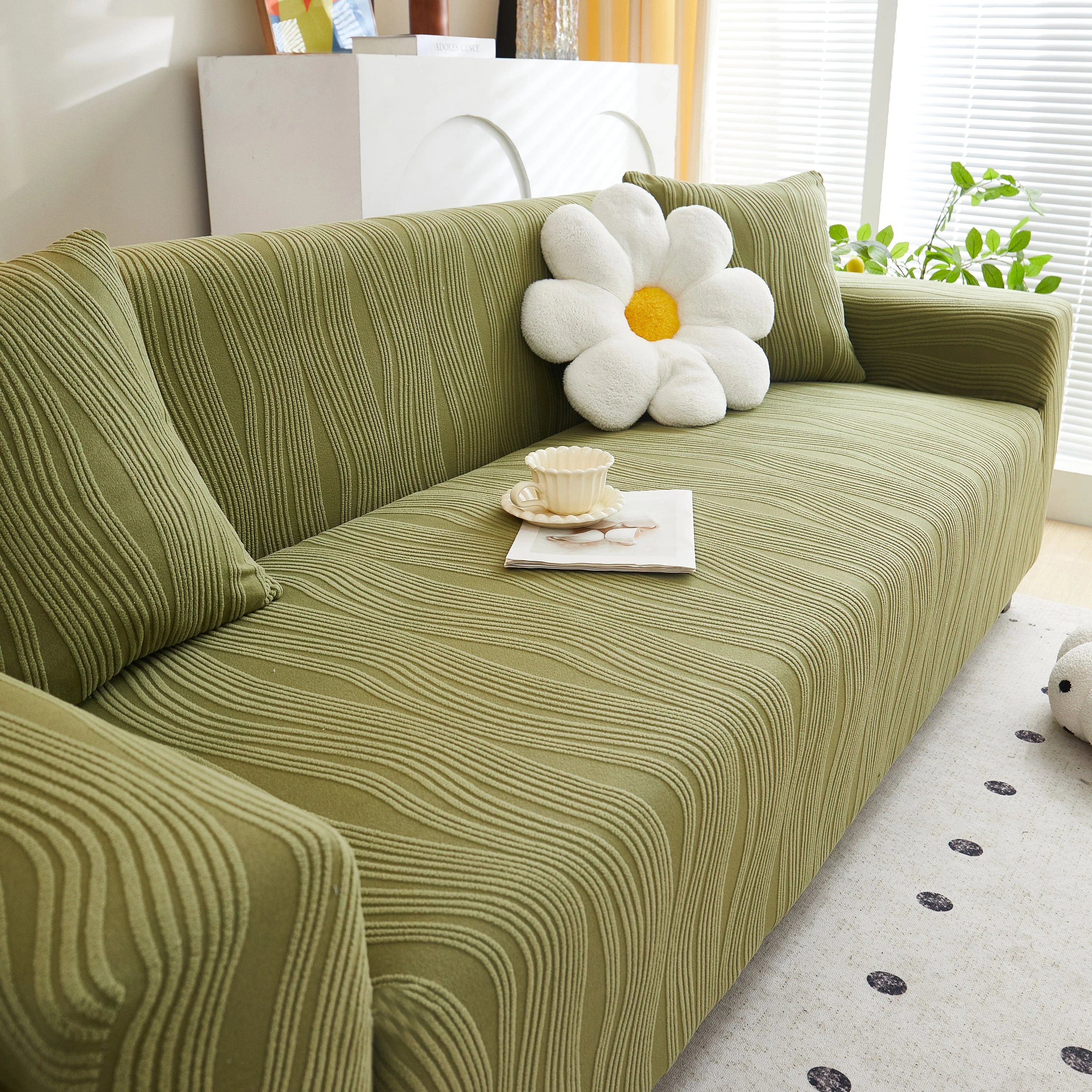Textured Wave Stretch Sofa Couch Cover, Soft Washable Spandex Furniture Slipcovers - Image 18