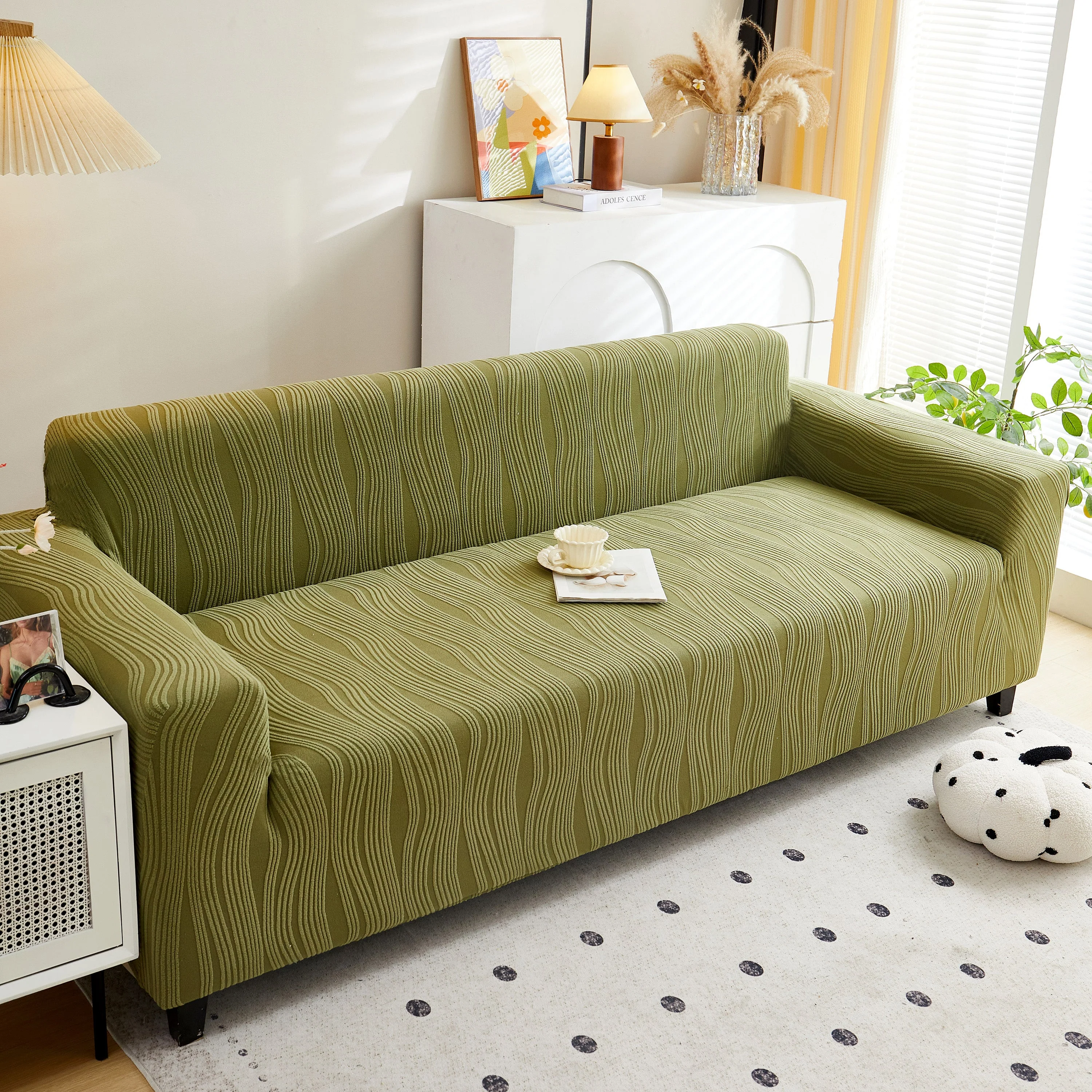 Textured Wave Stretch Sofa Couch Cover, Soft Washable Spandex Furniture Slipcovers - Image 19