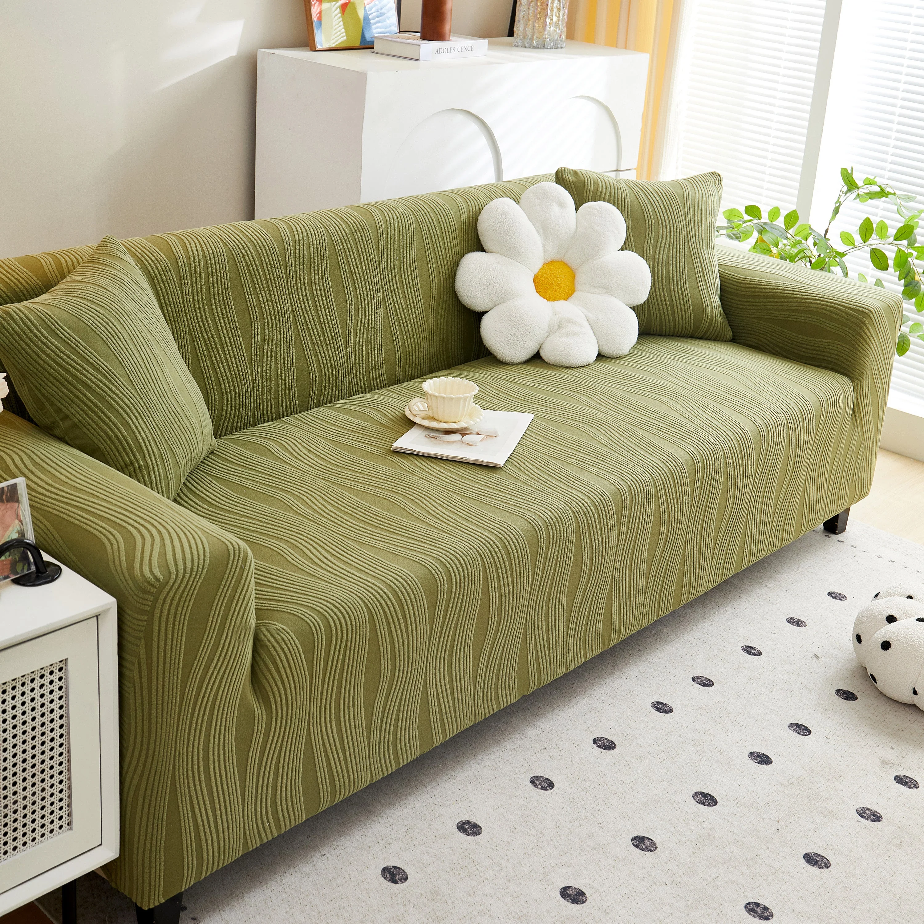 Textured Wave Stretch Sofa Couch Cover, Soft Washable Spandex Furniture Slipcovers - Image 21