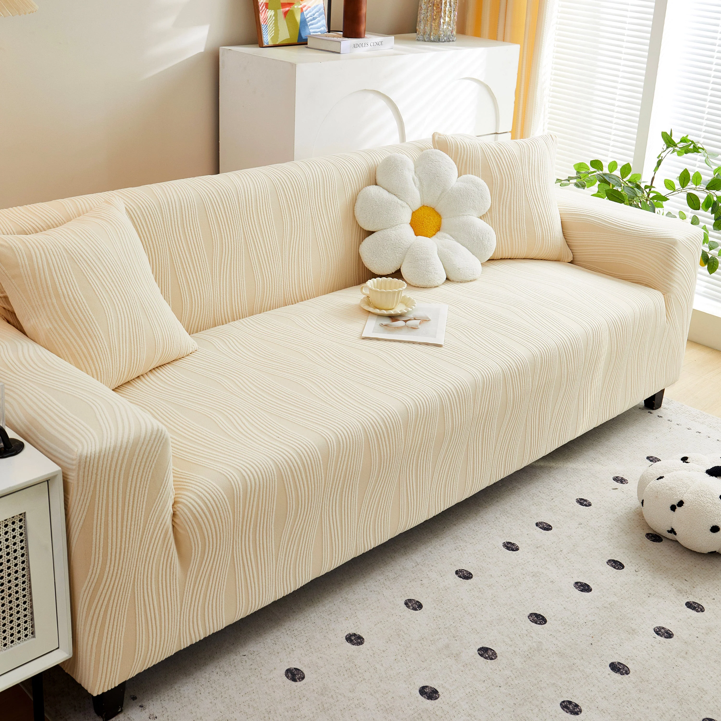 Textured Wave Stretch Sofa Couch Cover, Soft Washable Spandex Furniture Slipcovers - Image 22