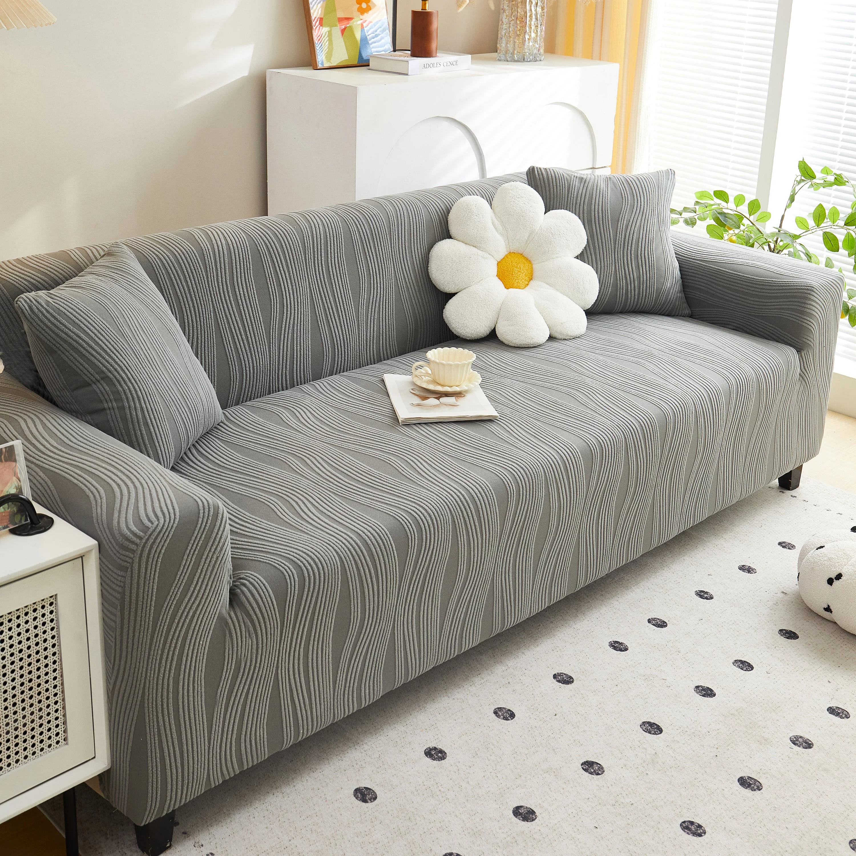 Textured Wave Stretch Sofa Couch Cover, Soft Washable Spandex Furniture Slipcovers - Image 23
