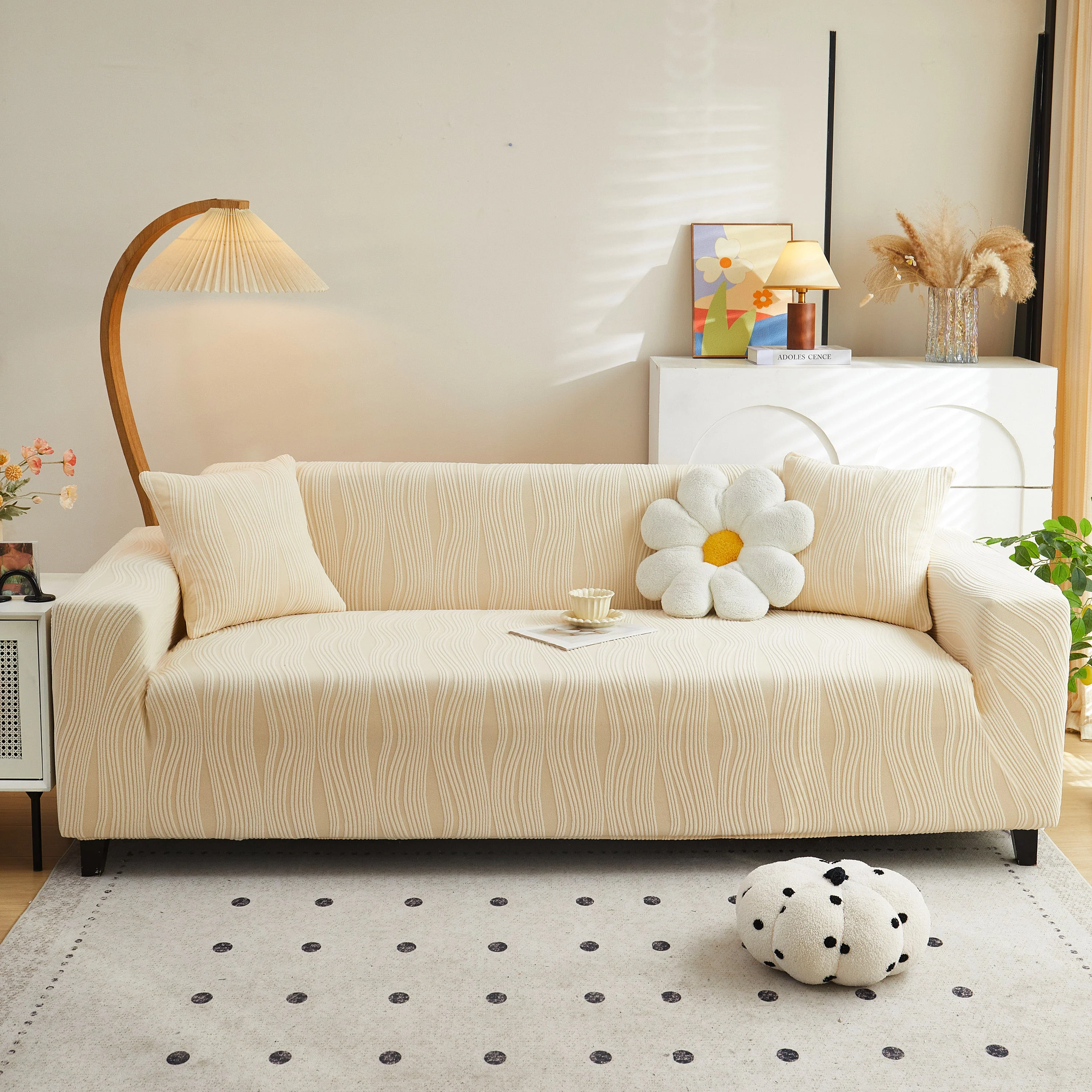 Textured Wave Stretch Sofa Couch Cover, Soft Washable Spandex Furniture Slipcovers - Image 24