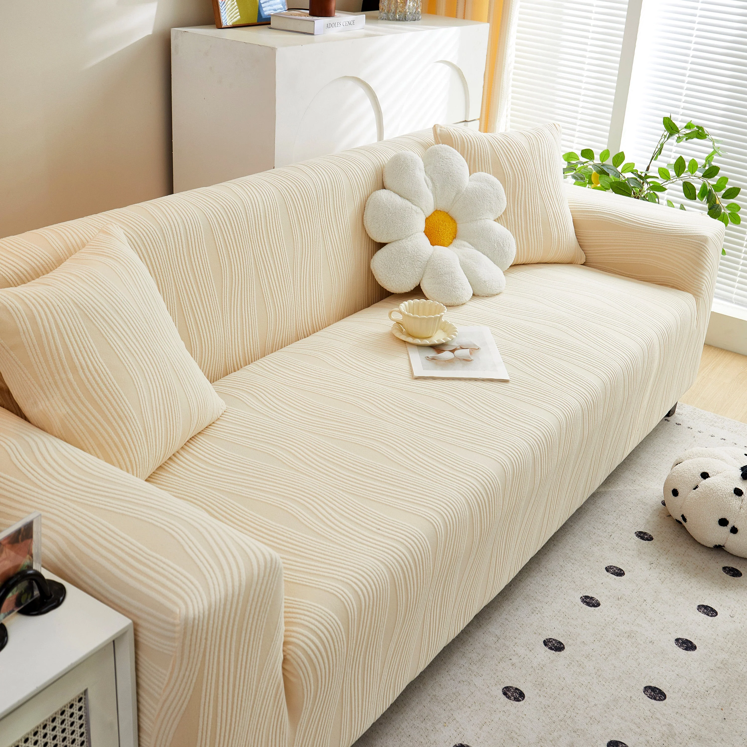 Textured Wave Stretch Sofa Couch Cover, Soft Washable Spandex Furniture Slipcovers - Image 25