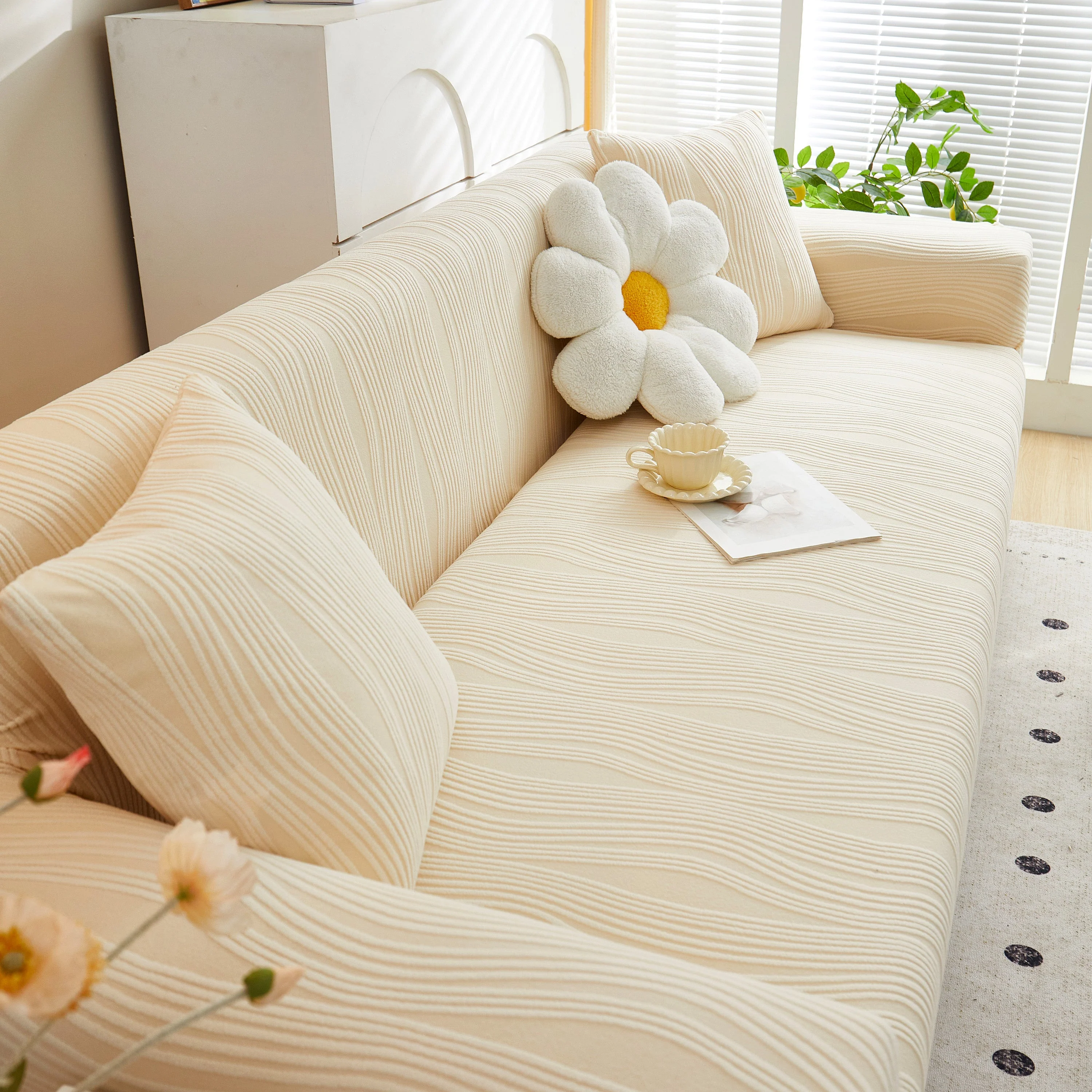 Textured Wave Stretch Sofa Couch Cover, Soft Washable Spandex Furniture Slipcovers - Image 31