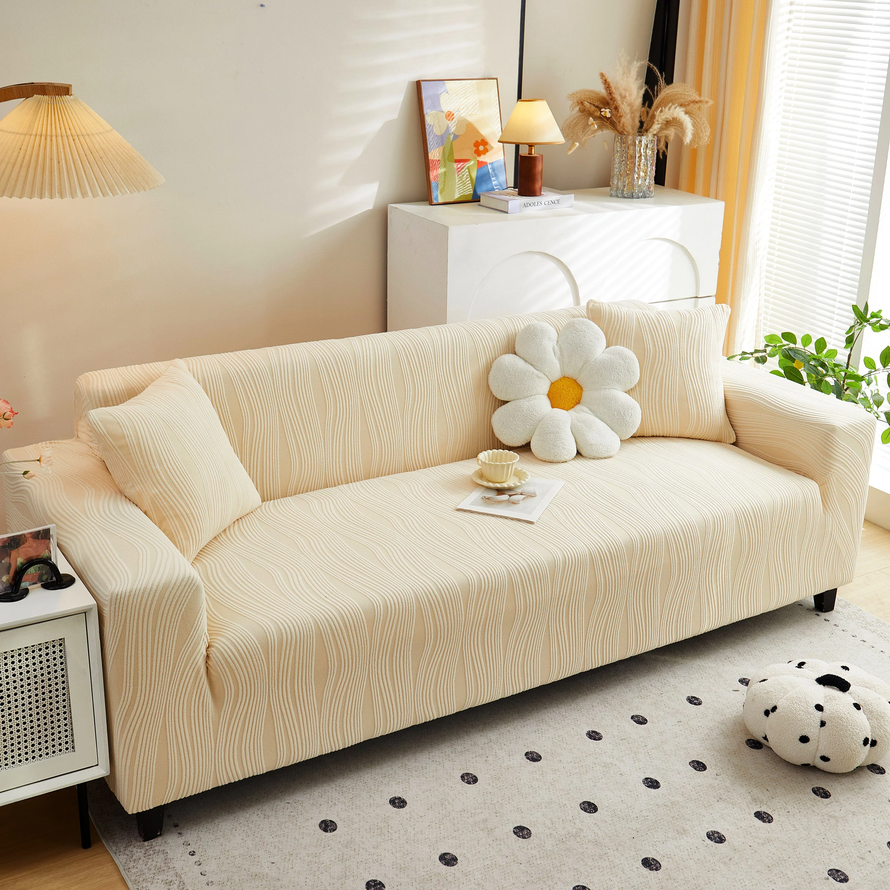 Textured Wave Stretch Sofa Couch Cover, Soft Washable Spandex Furniture Slipcovers - Image 33