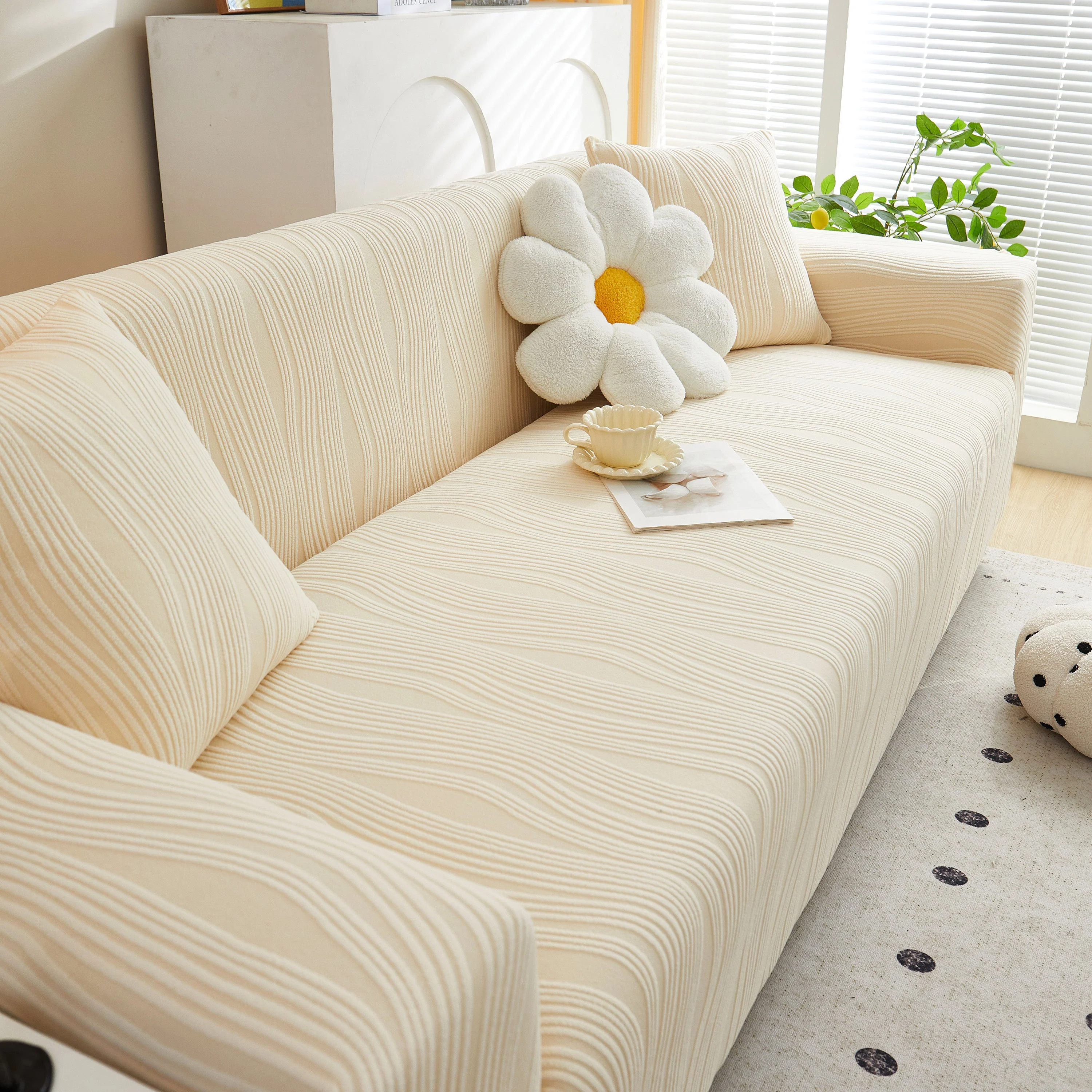 Textured Wave Stretch Sofa Couch Cover, Soft Washable Spandex Furniture Slipcovers - Image 35
