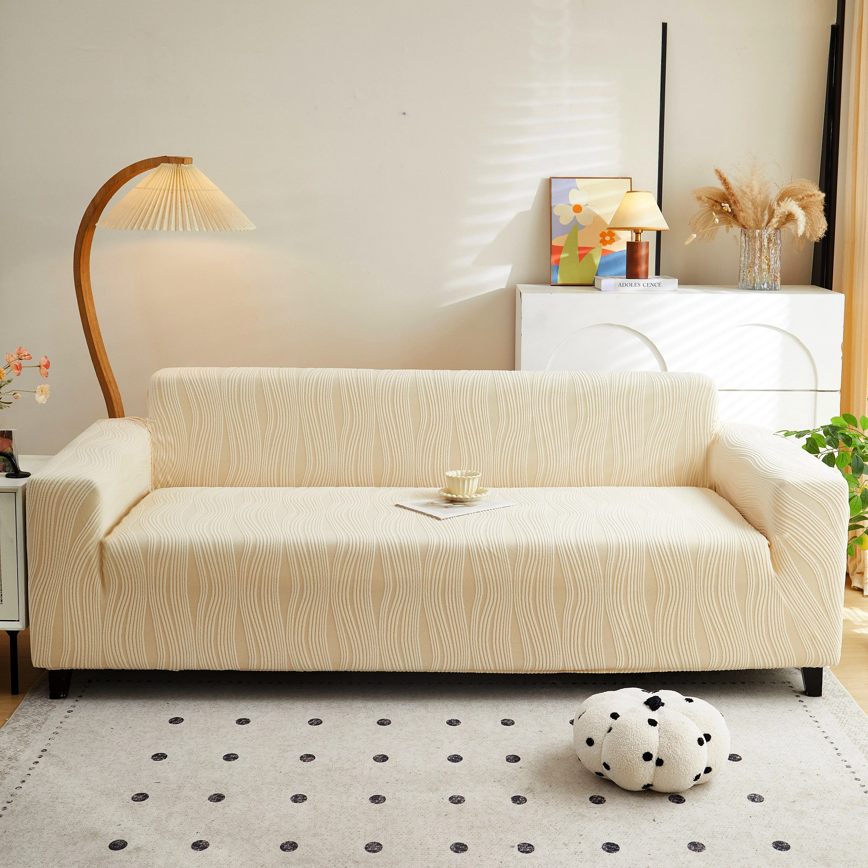 Textured Wave Stretch Sofa Couch Cover, Soft Washable Spandex Furniture Slipcovers - Image 39