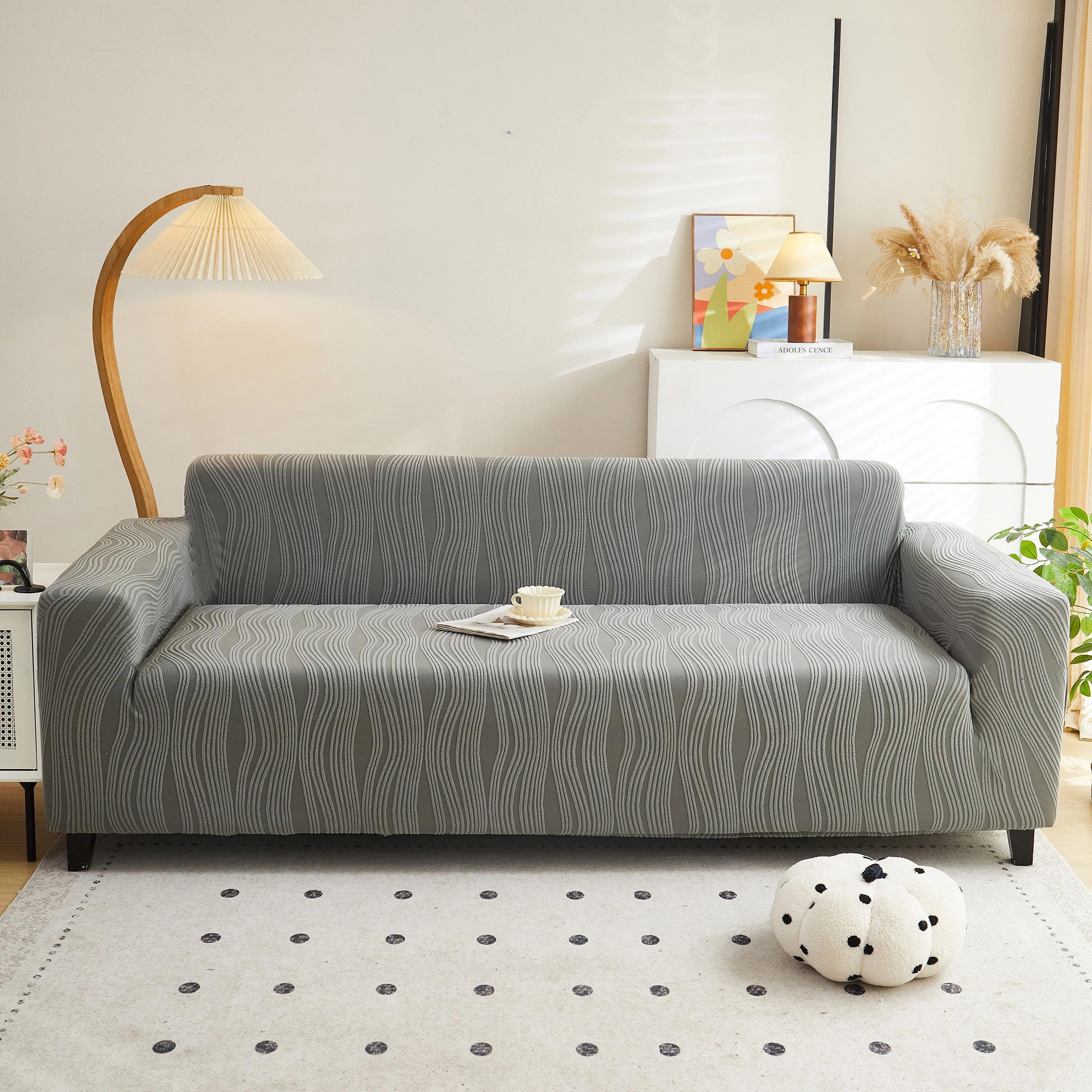 Textured Wave Stretch Sofa Couch Cover, Soft Washable Spandex Furniture Slipcovers - Image 47