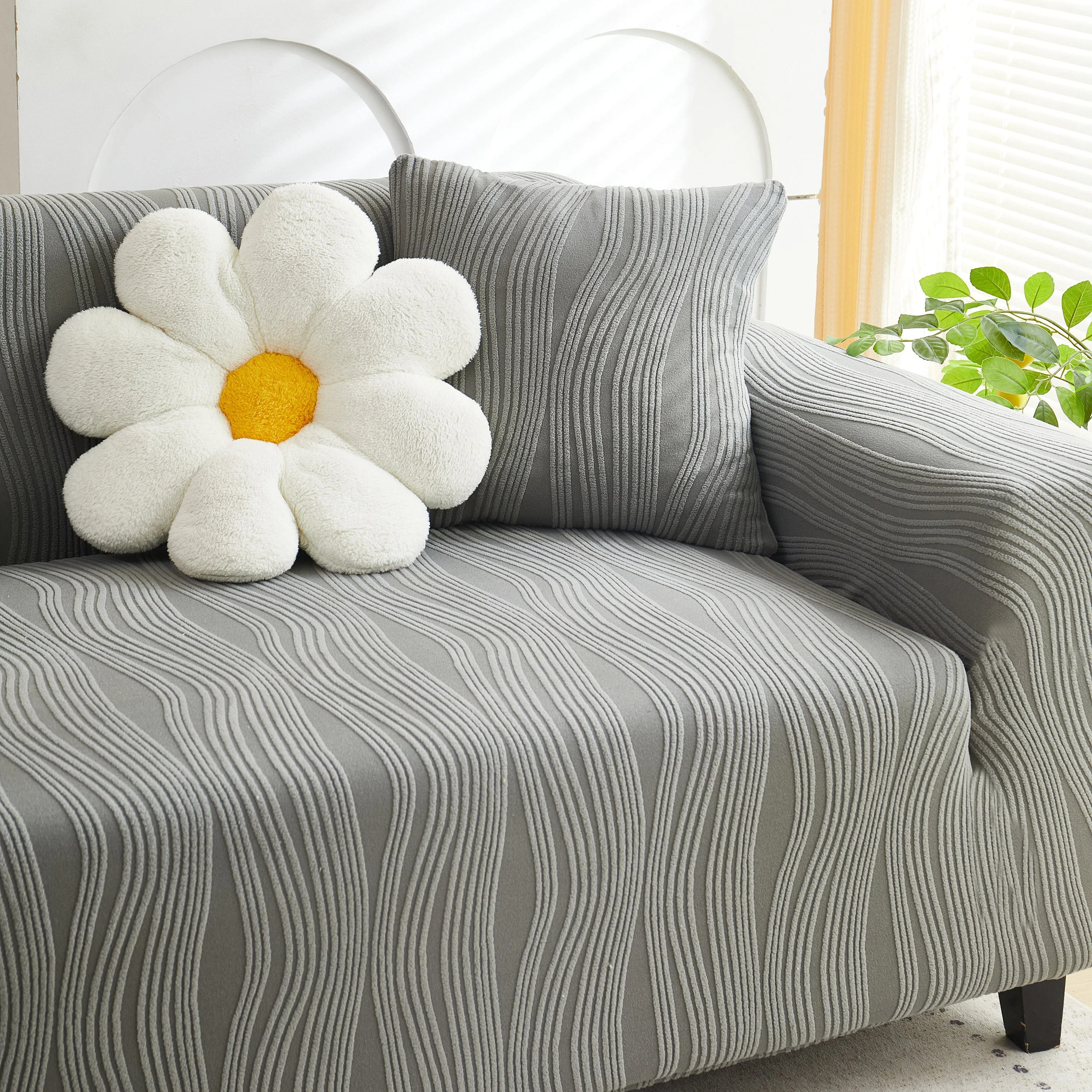 Textured Wave Stretch Sofa Couch Cover, Soft Washable Spandex Furniture Slipcovers - Image 50