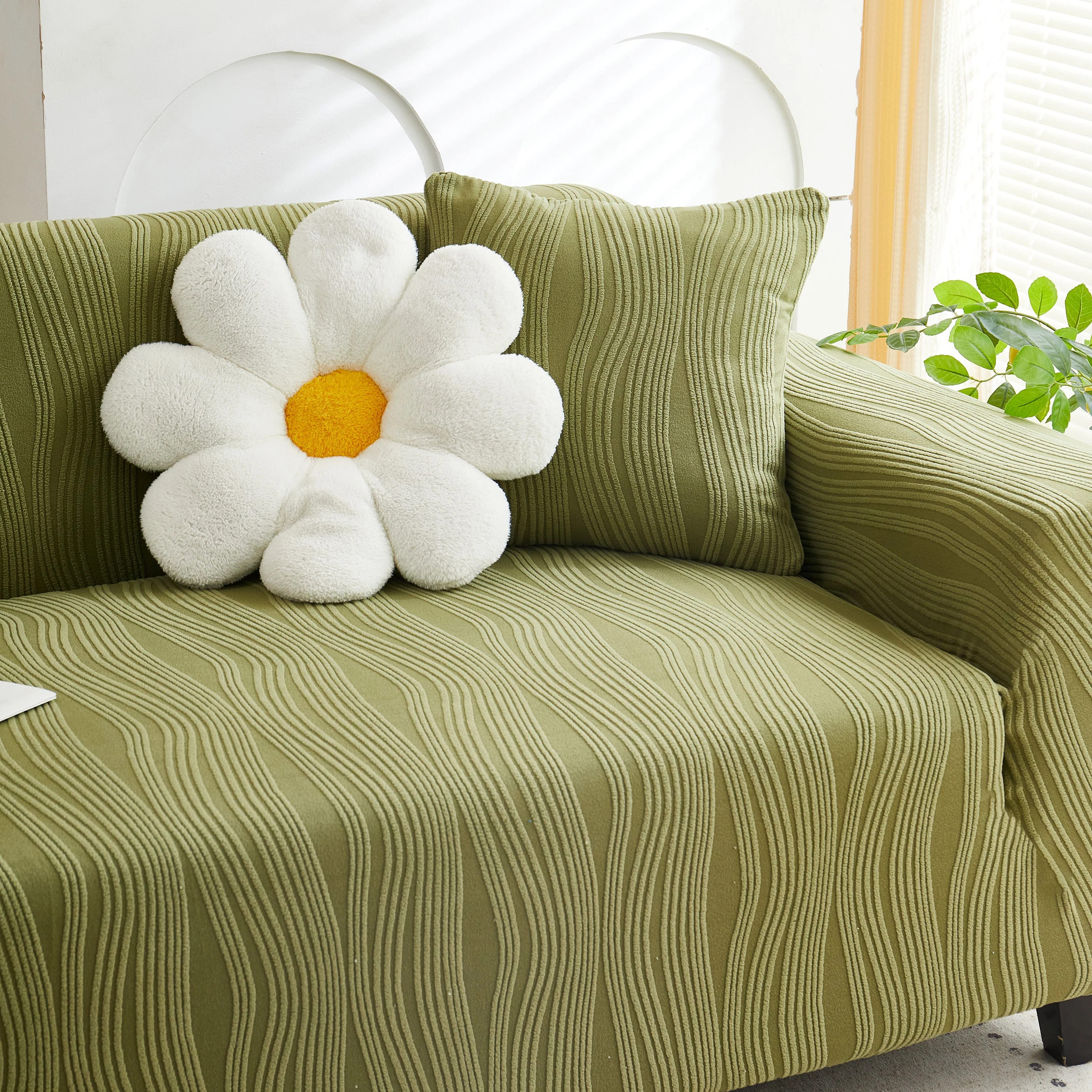 Textured Wave Stretch Sofa Couch Cover, Soft Washable Spandex Furniture Slipcovers - Image 7