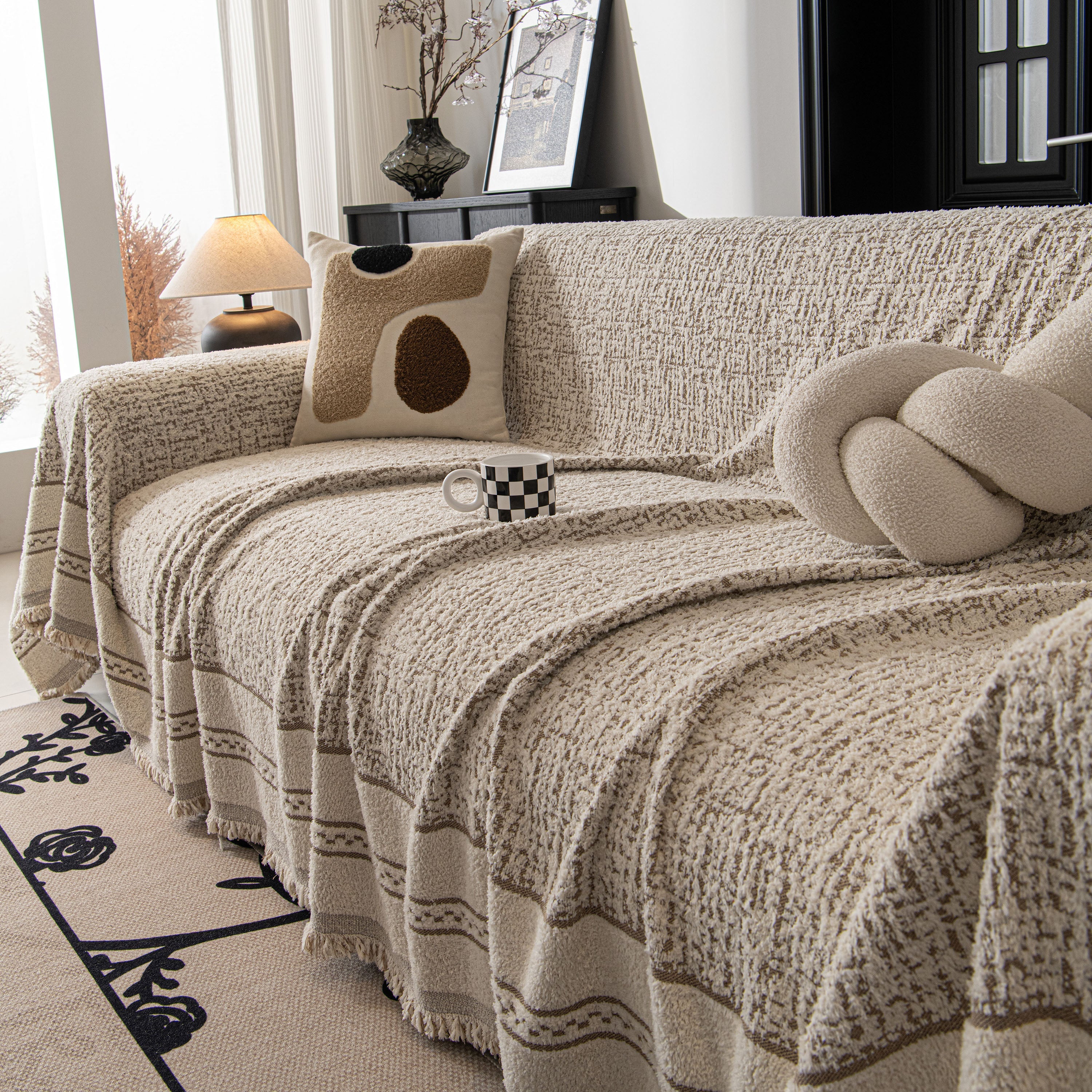 Textured Woven Furniture Protector for Couch, Rustic Farmhouse Sofa Throw Blanket - Image 10
