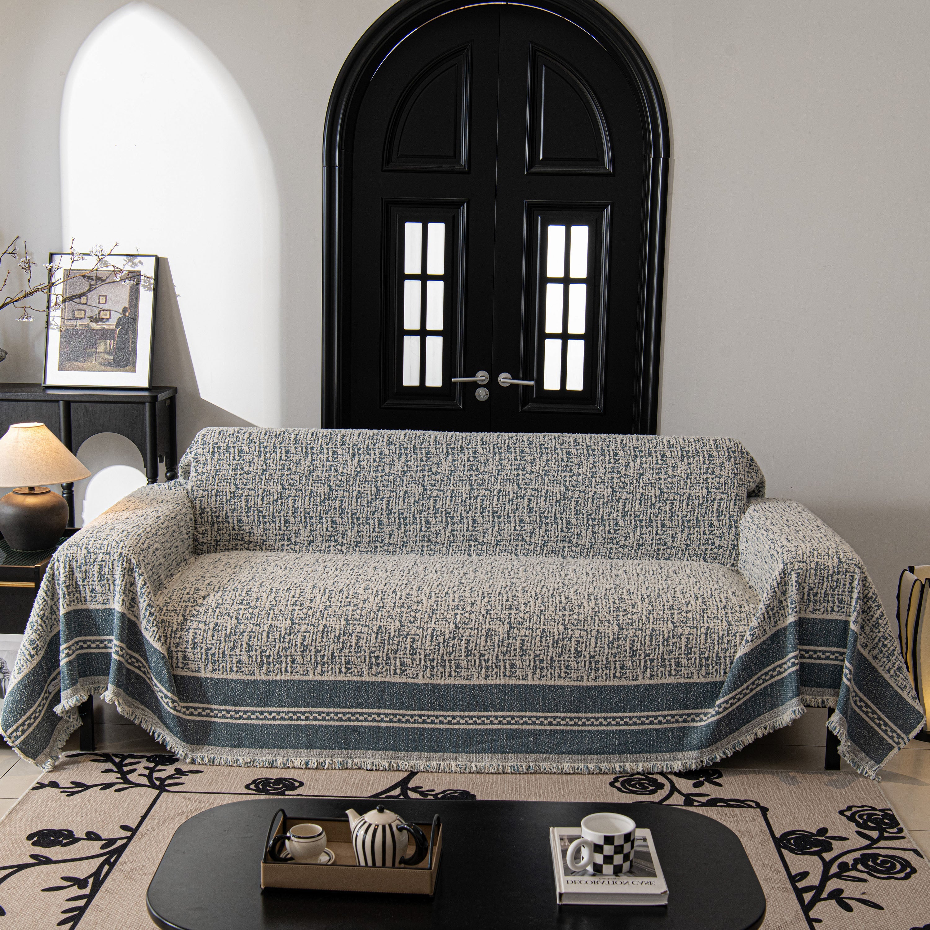 Textured Woven Furniture Protector for Couch, Rustic Farmhouse Sofa Throw Blanket - Image 101
