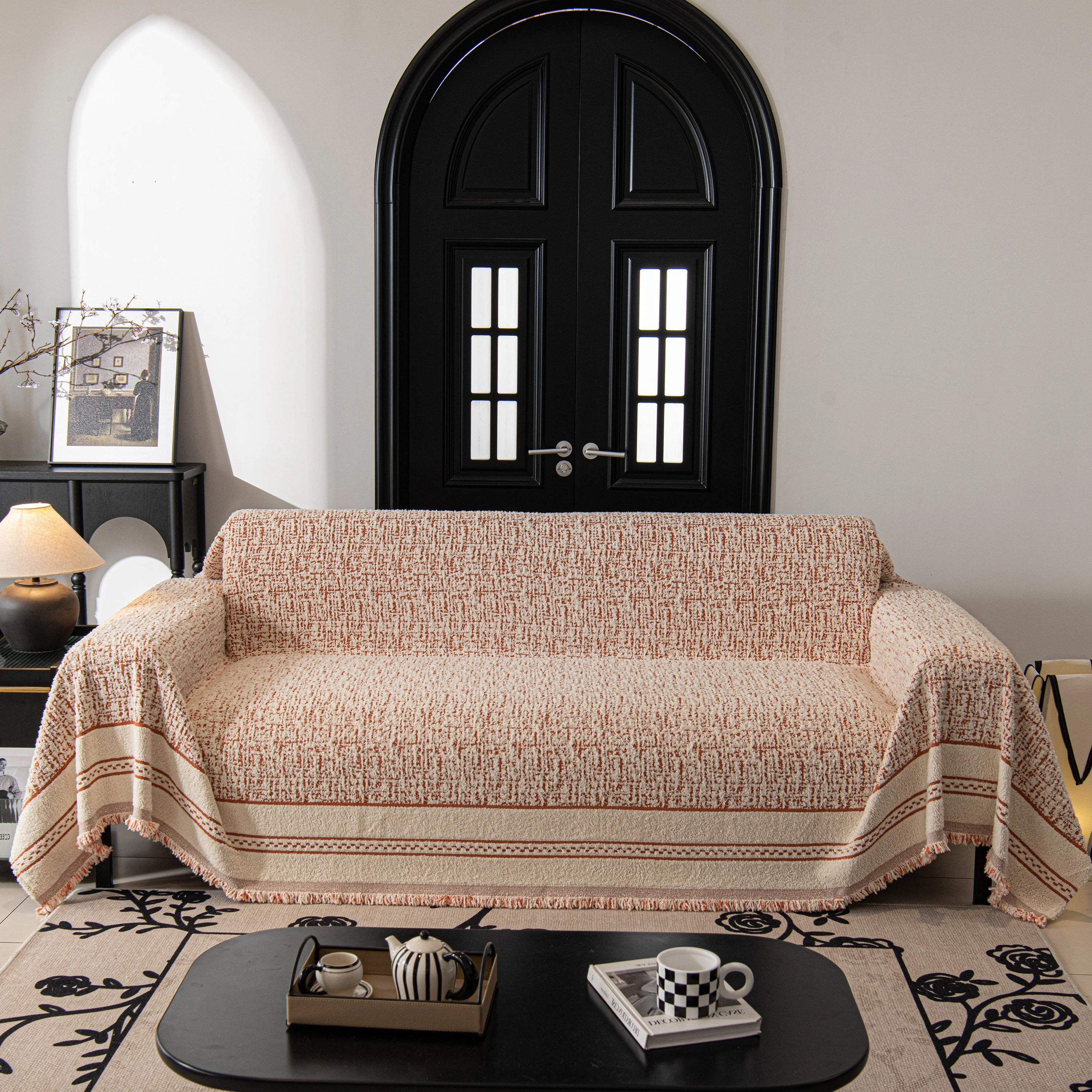 Textured Woven Furniture Protector for Couch, Rustic Farmhouse Sofa Throw Blanket - Image 103