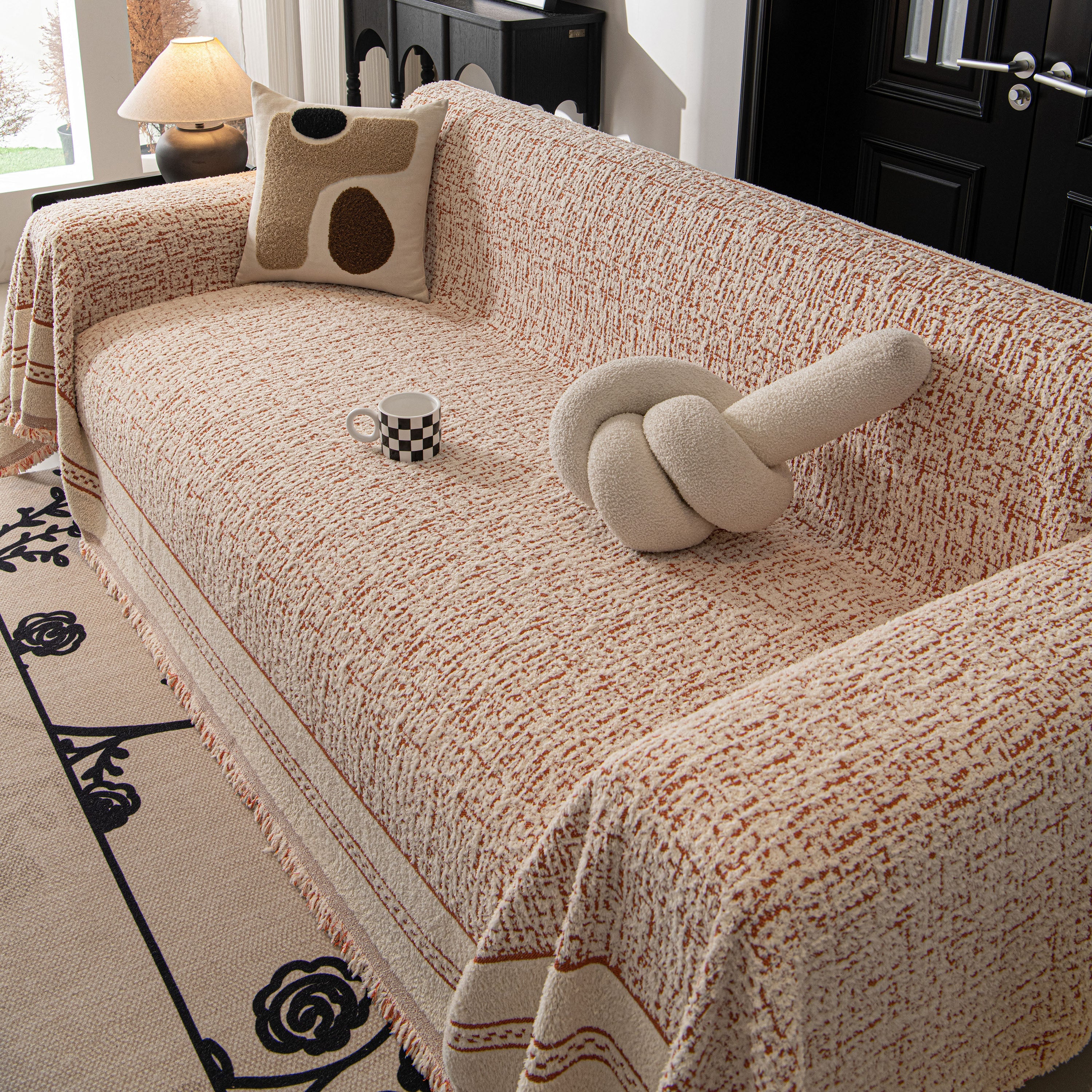 Textured Woven Furniture Protector for Couch, Rustic Farmhouse Sofa Throw Blanket - Image 108