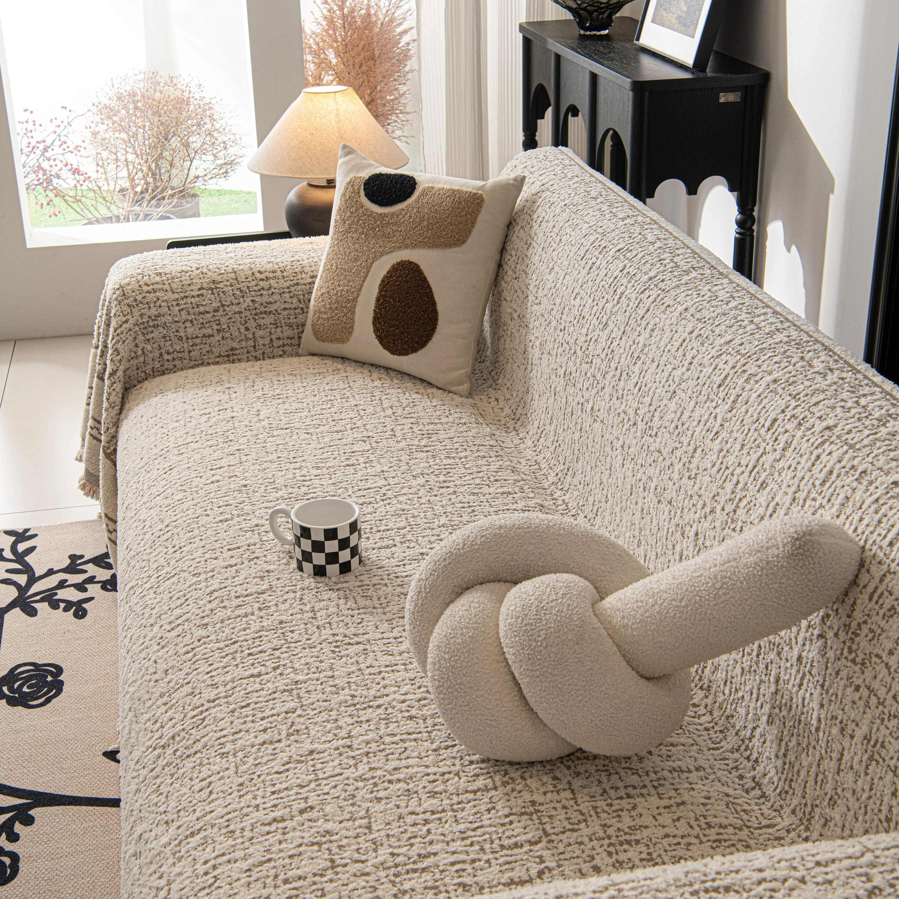 Textured Woven Furniture Protector for Couch, Rustic Farmhouse Sofa Throw Blanket - Image 13