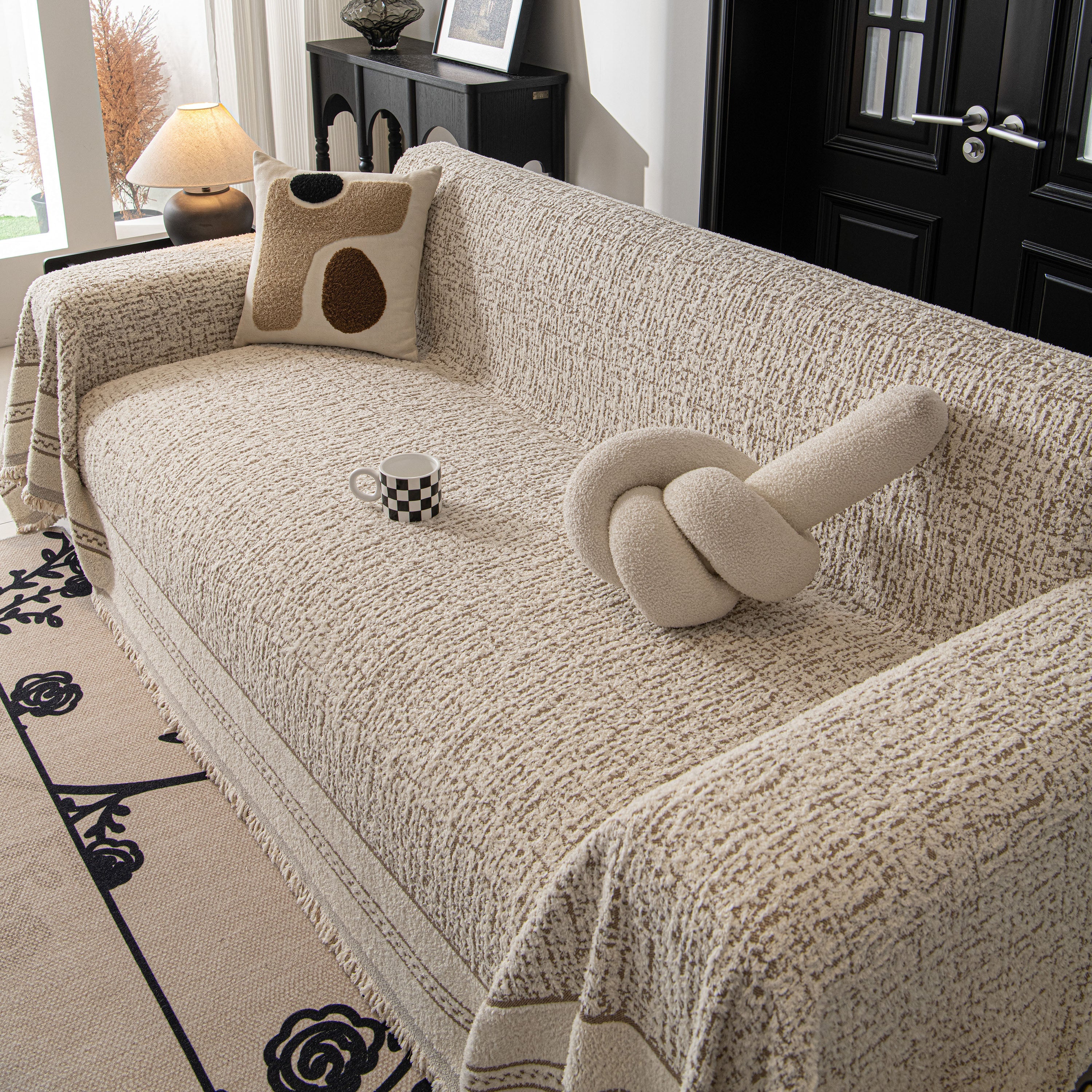 Textured Woven Furniture Protector for Couch, Rustic Farmhouse Sofa Throw Blanket - Image 14
