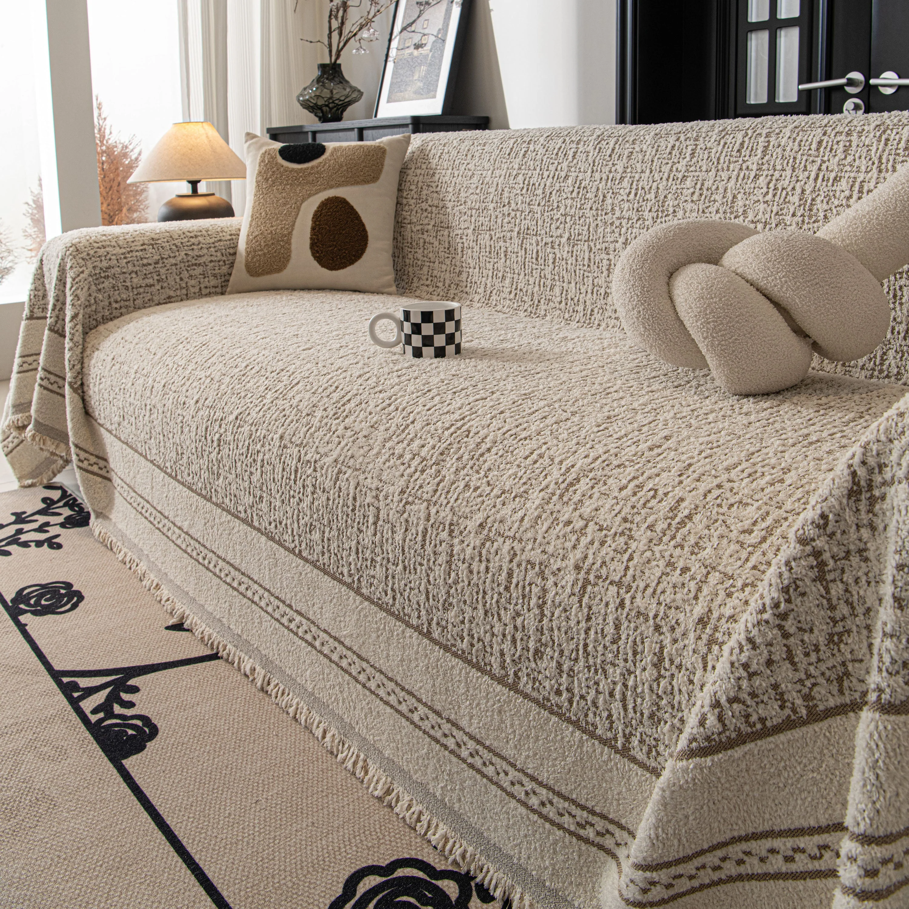 Textured Woven Furniture Protector for Couch, Rustic Farmhouse Sofa Throw Blanket - Image 15