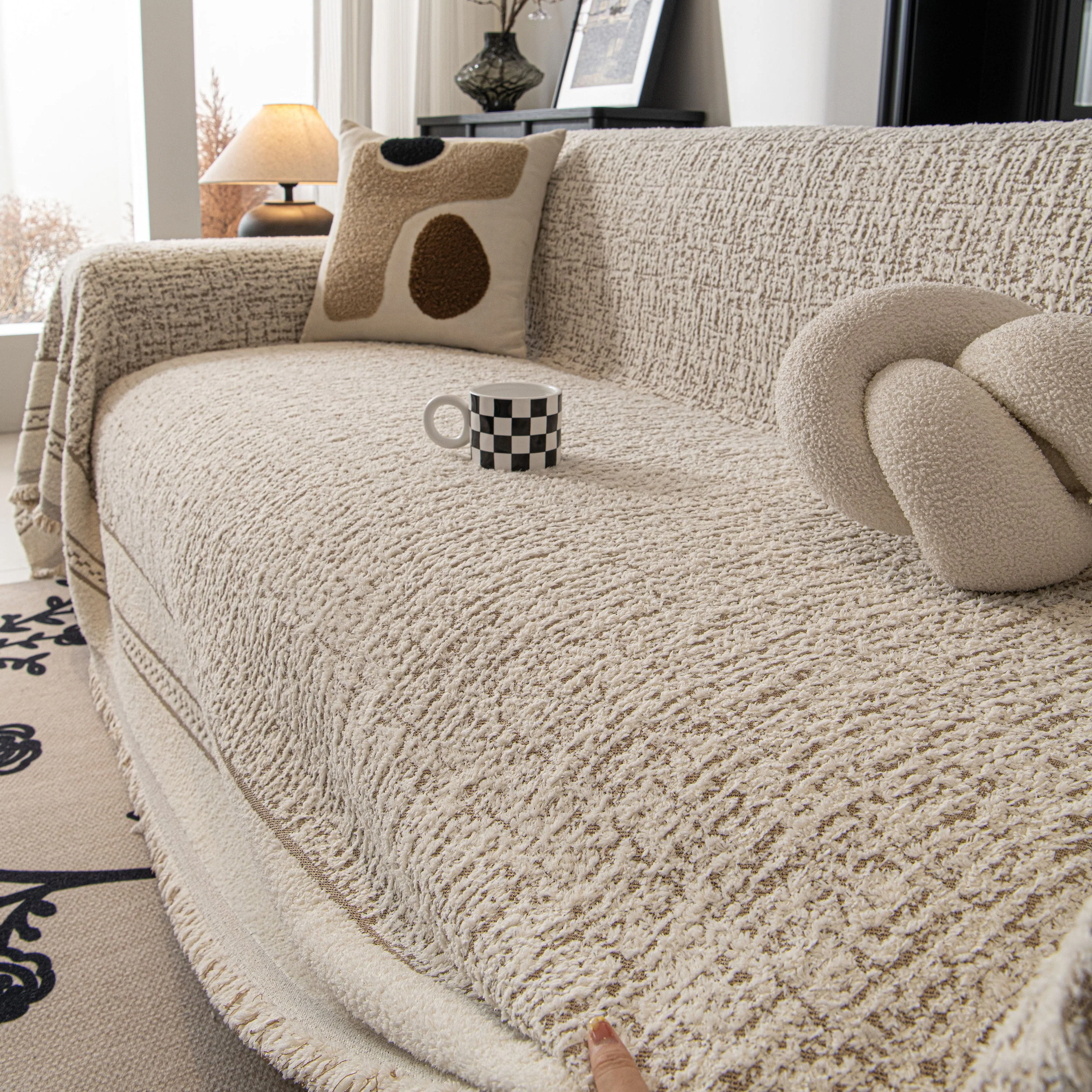 Textured Woven Furniture Protector for Couch, Rustic Farmhouse Sofa Throw Blanket - Image 16