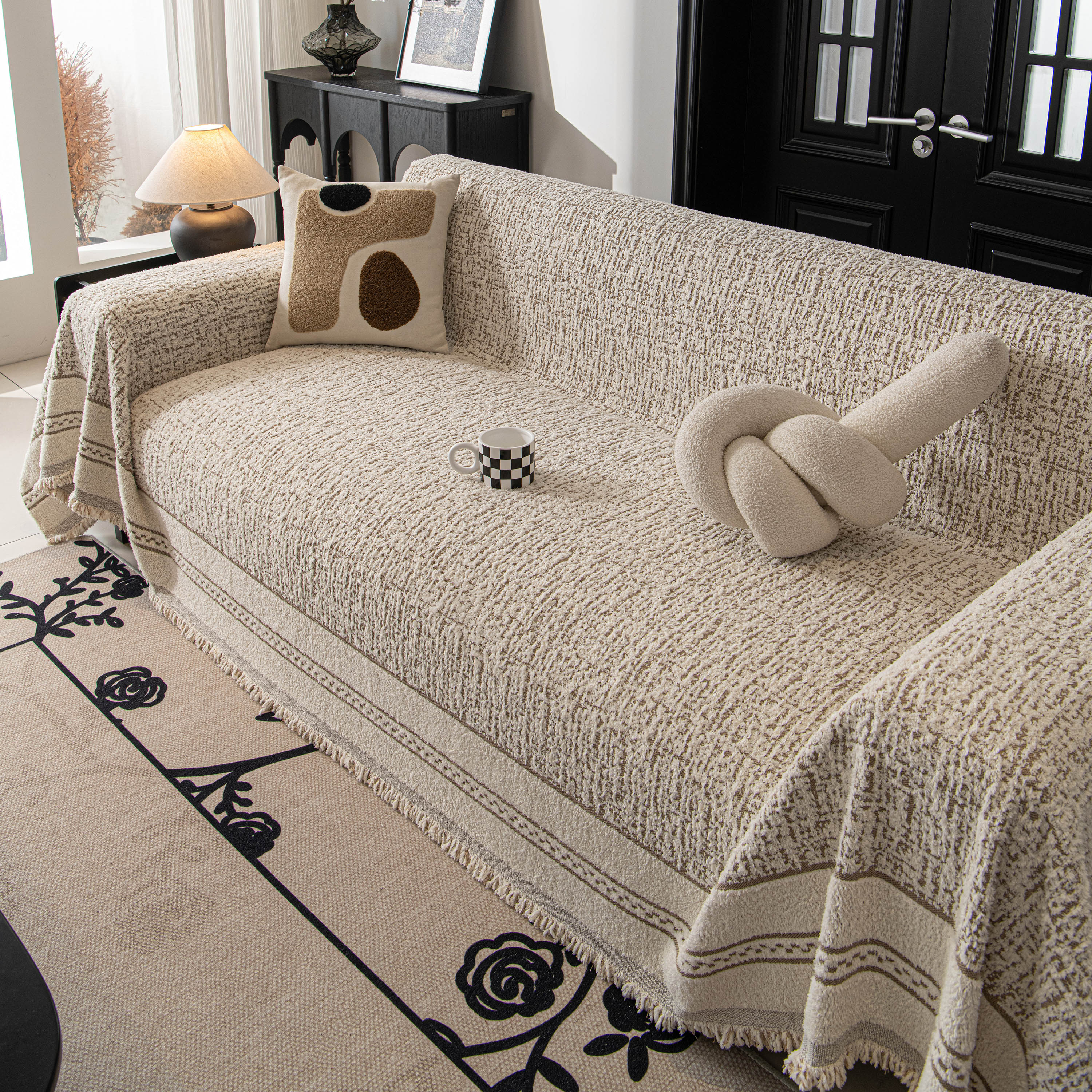 Textured Woven Furniture Protector for Couch, Rustic Farmhouse Sofa Throw Blanket - Image 19