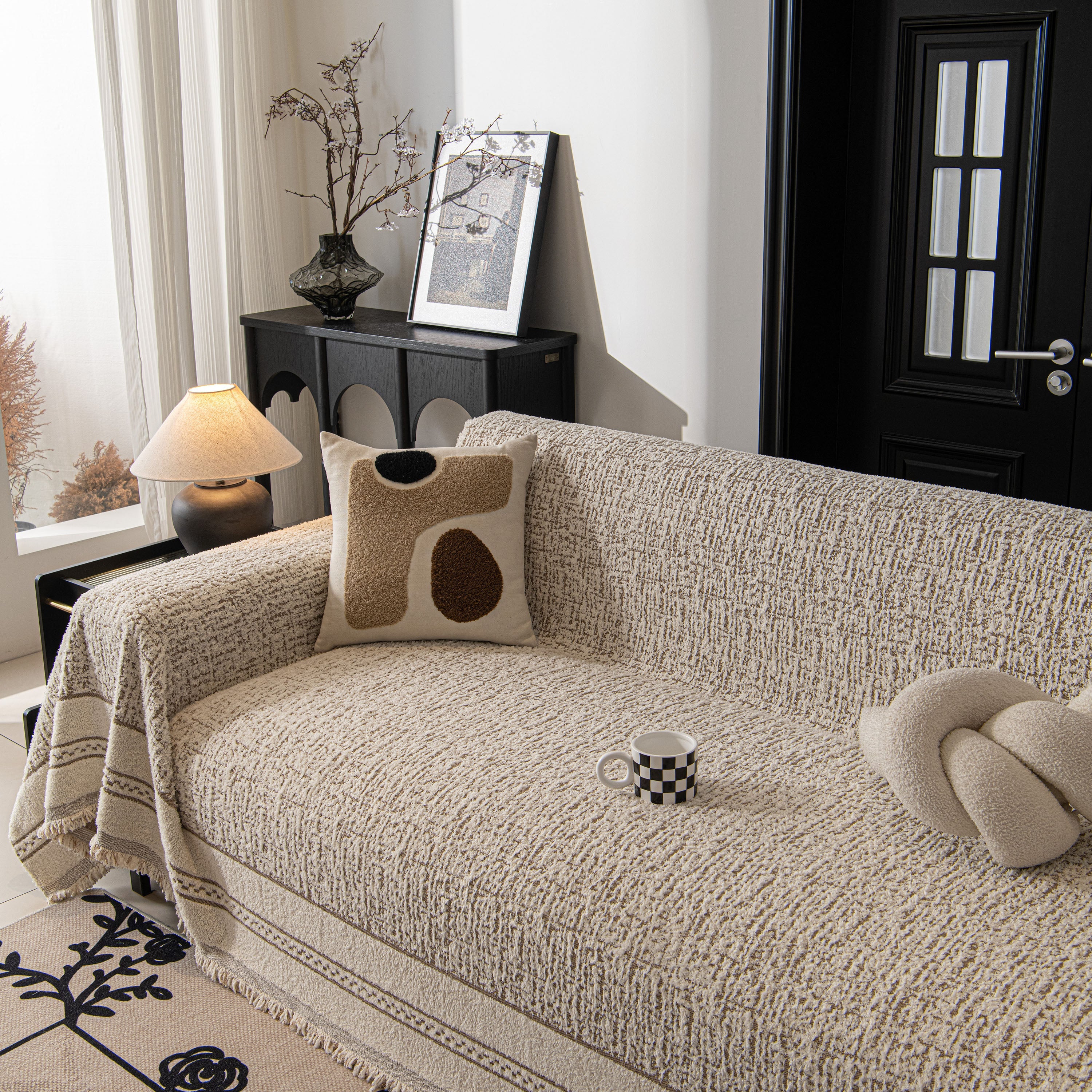 Textured Woven Furniture Protector for Couch, Rustic Farmhouse Sofa Throw Blanket - Image 20