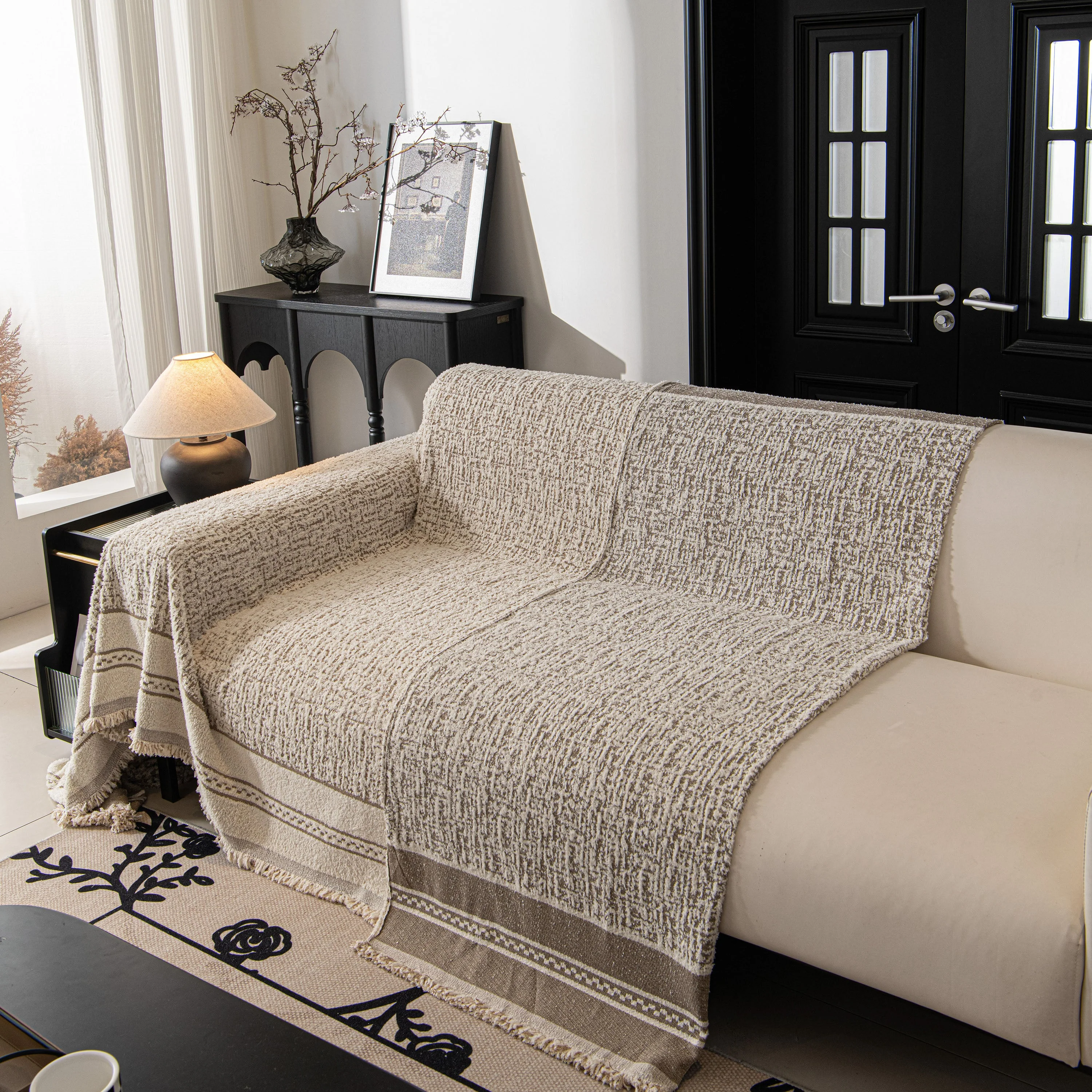 Textured Woven Furniture Protector for Couch, Rustic Farmhouse Sofa Throw Blanket - Image 21