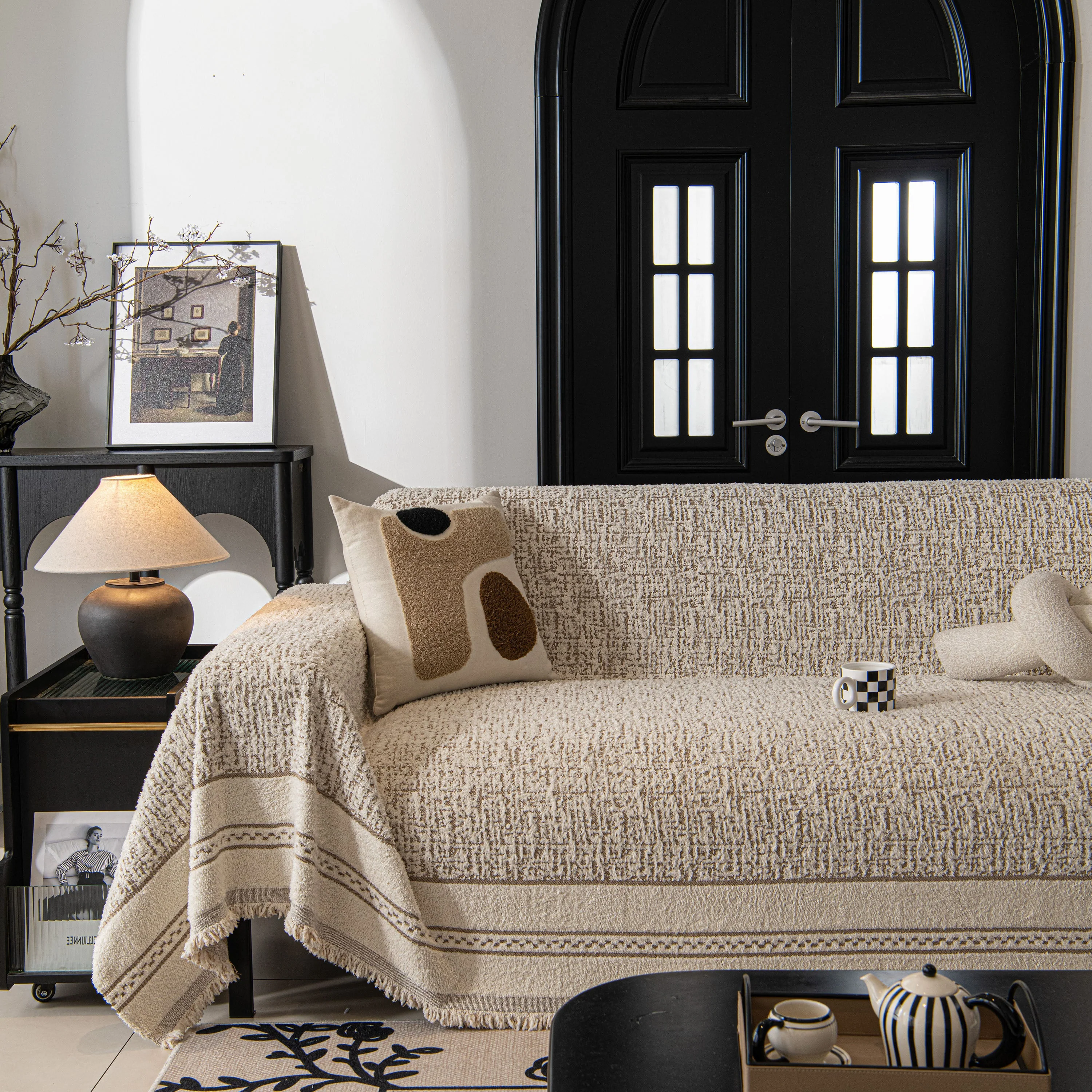 Textured Woven Furniture Protector for Couch, Rustic Farmhouse Sofa Throw Blanket - Image 22