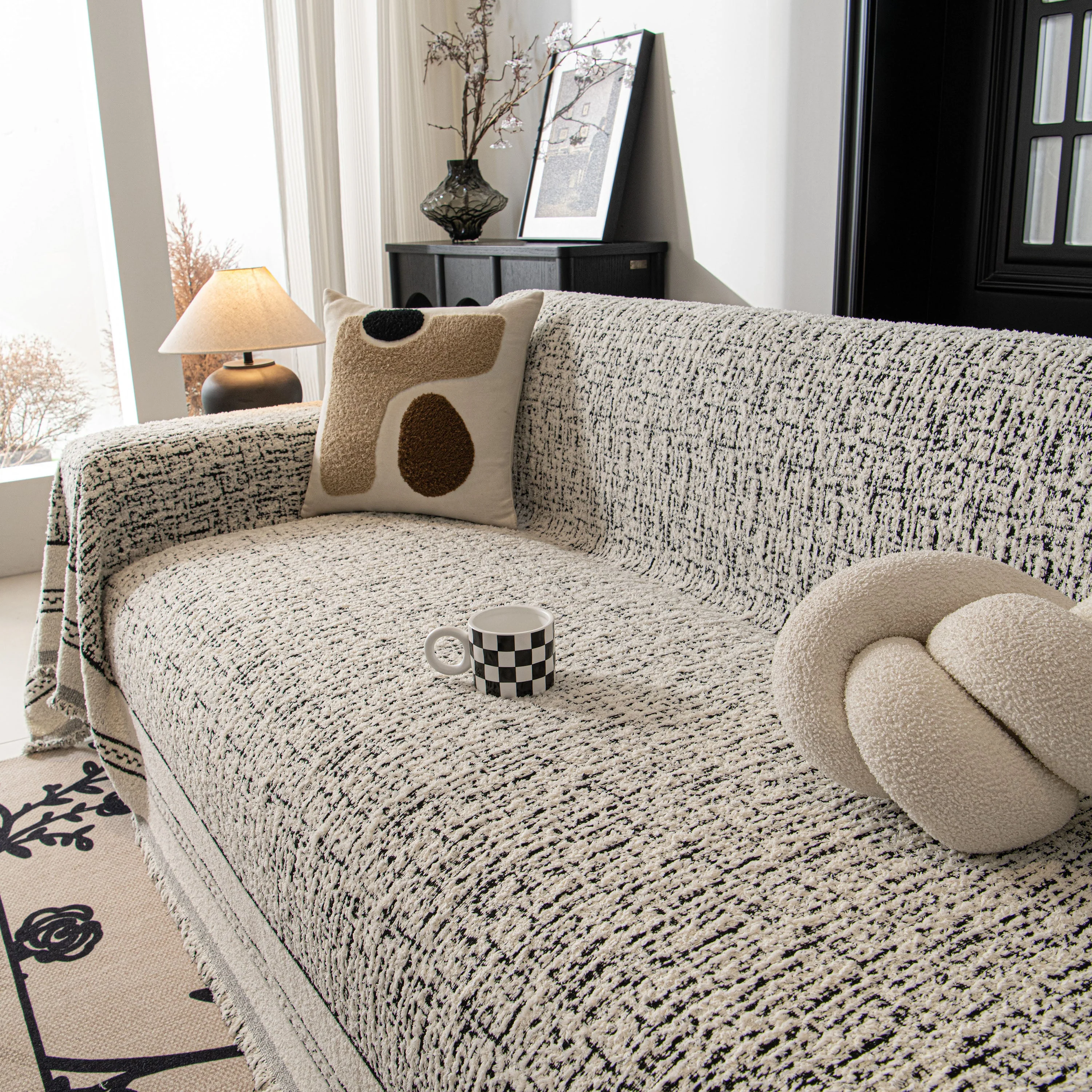 Textured Woven Furniture Protector for Couch, Rustic Farmhouse Sofa Throw Blanket - Image 34
