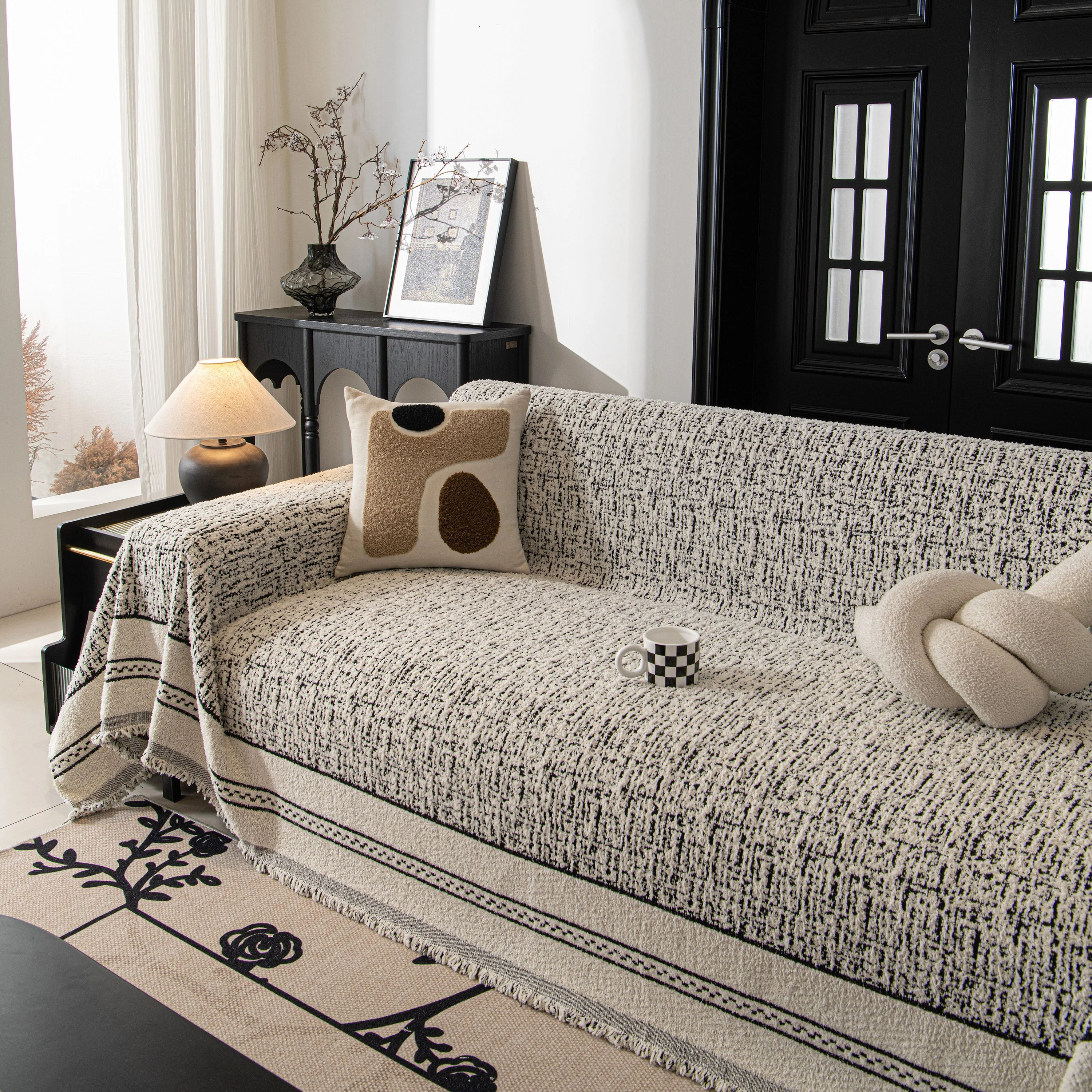 Textured Woven Furniture Protector for Couch, Rustic Farmhouse Sofa Throw Blanket - Image 36