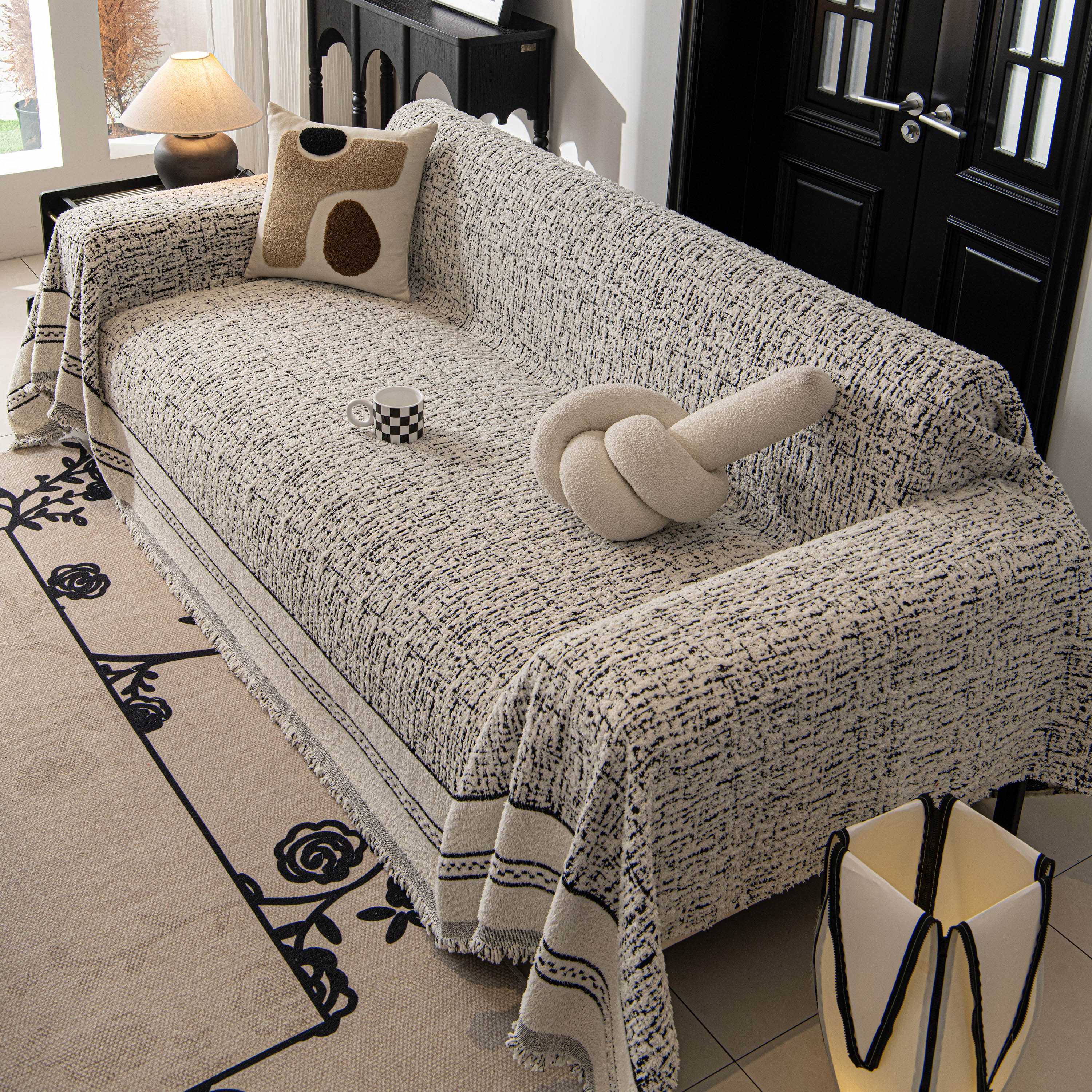 Textured Woven Furniture Protector for Couch, Rustic Farmhouse Sofa Throw Blanket - Image 39