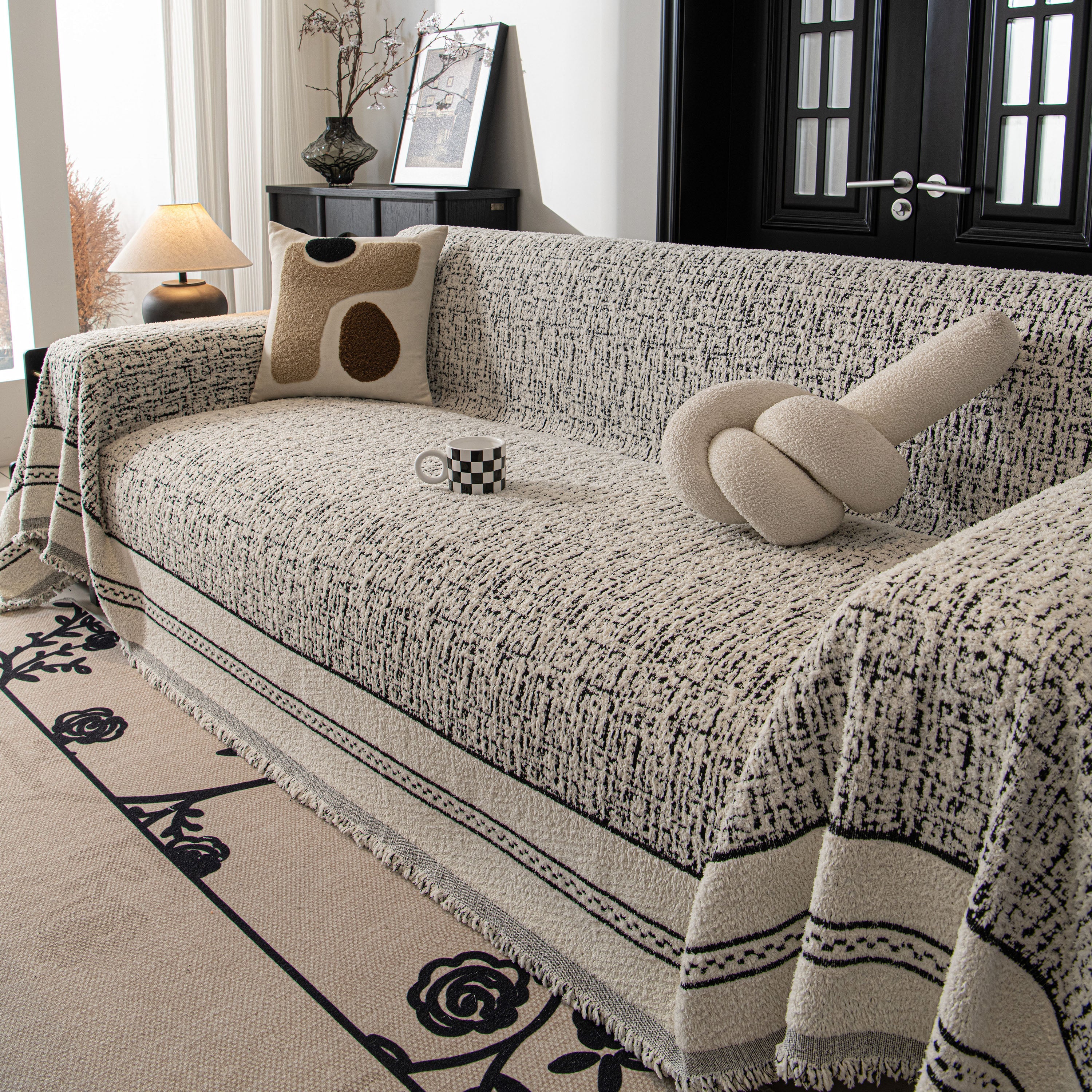 Textured Woven Furniture Protector for Couch, Rustic Farmhouse Sofa Throw Blanket - Image 40
