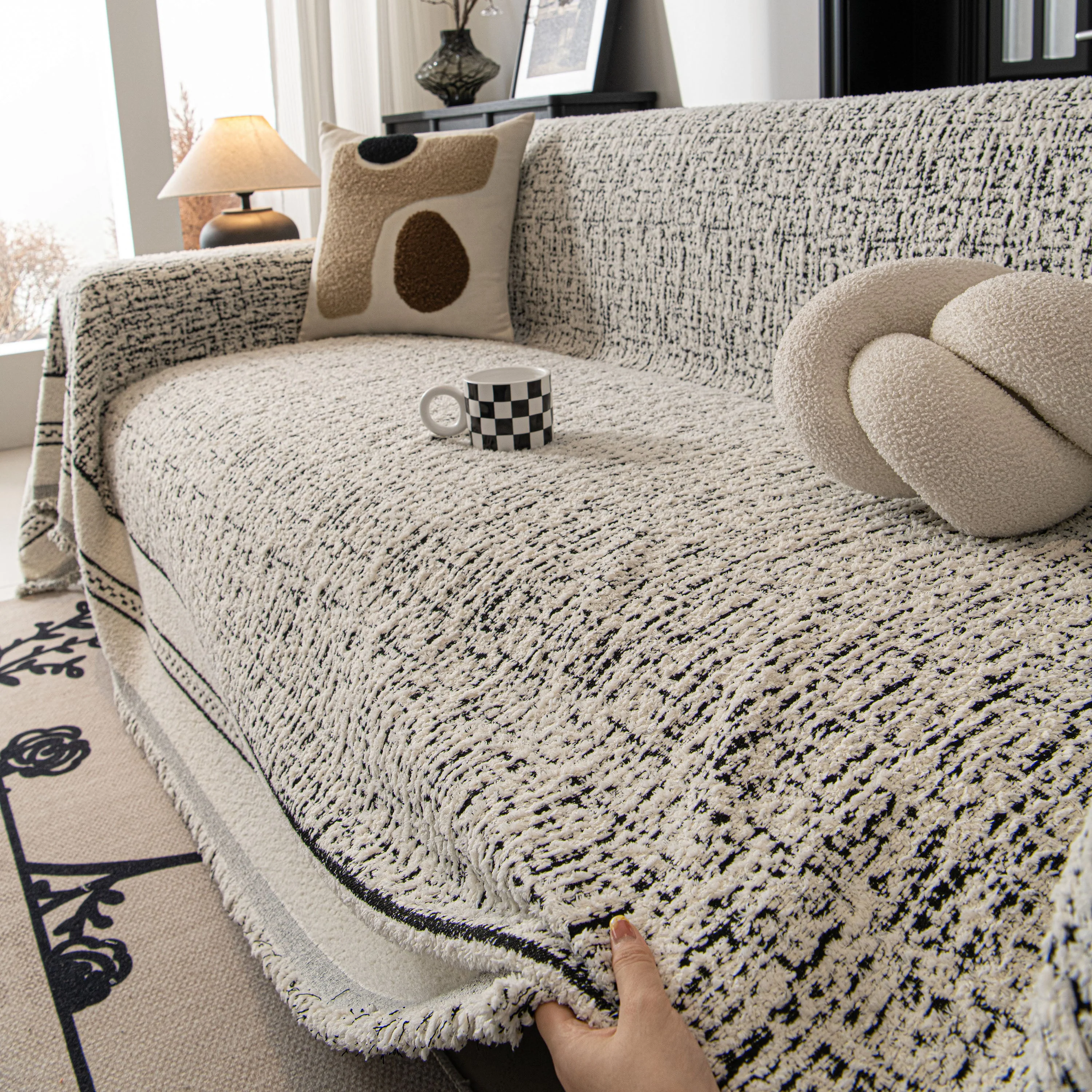 Textured Woven Furniture Protector for Couch, Rustic Farmhouse Sofa Throw Blanket - Image 41