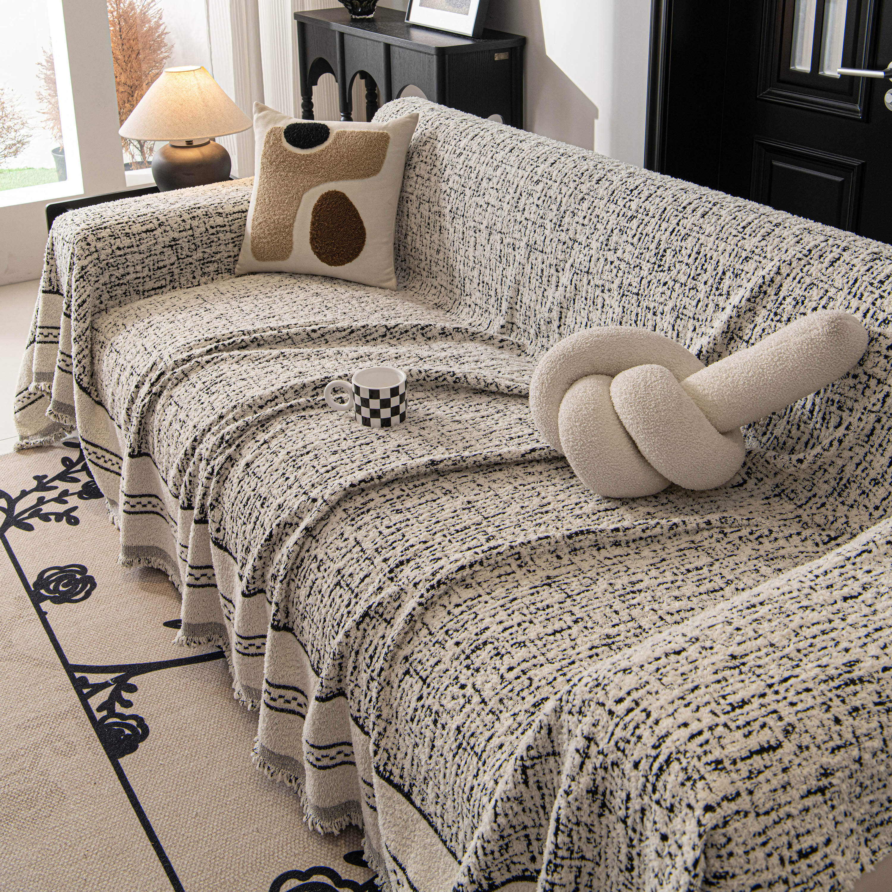 Textured Woven Furniture Protector for Couch, Rustic Farmhouse Sofa Throw Blanket - Image 42