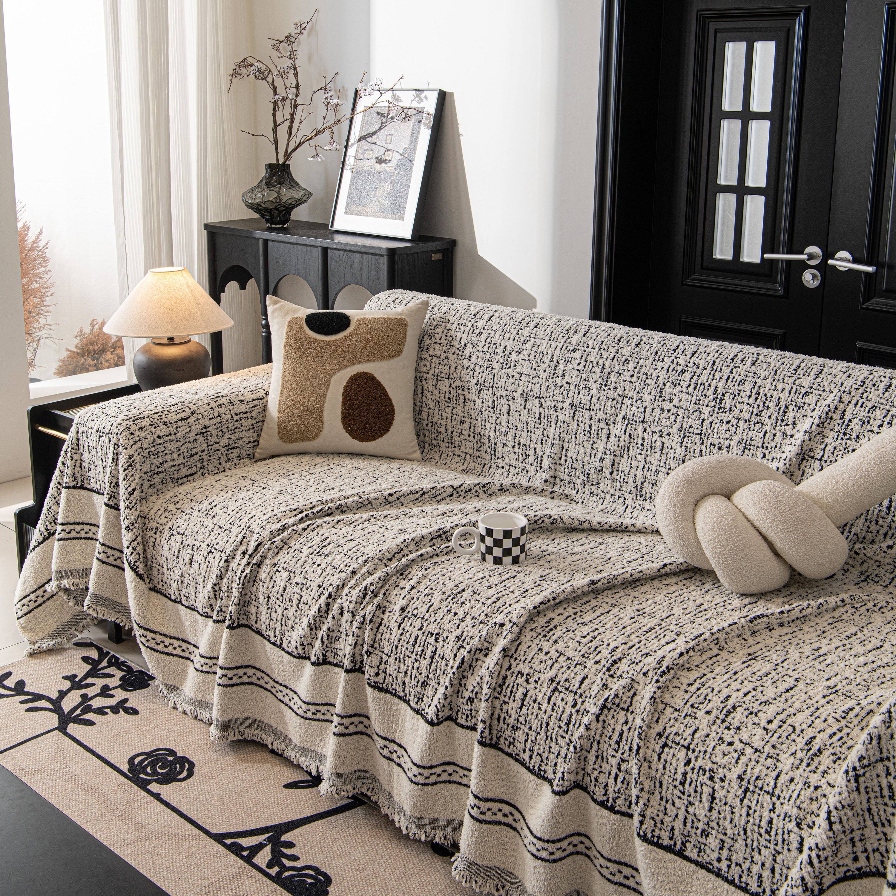 Textured Woven Furniture Protector for Couch, Rustic Farmhouse Sofa Throw Blanket - Image 44