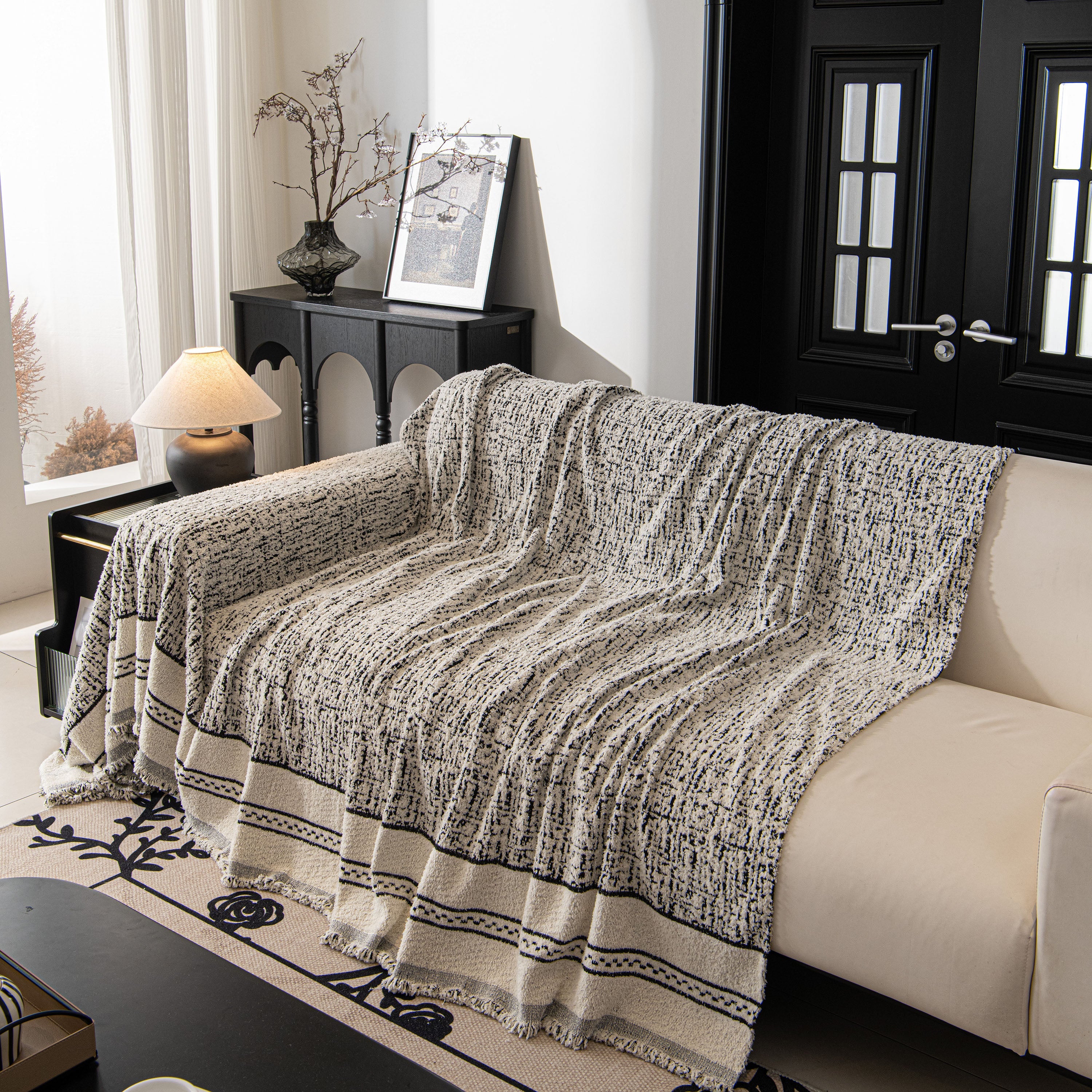 Textured Woven Furniture Protector for Couch, Rustic Farmhouse Sofa Throw Blanket - Image 45