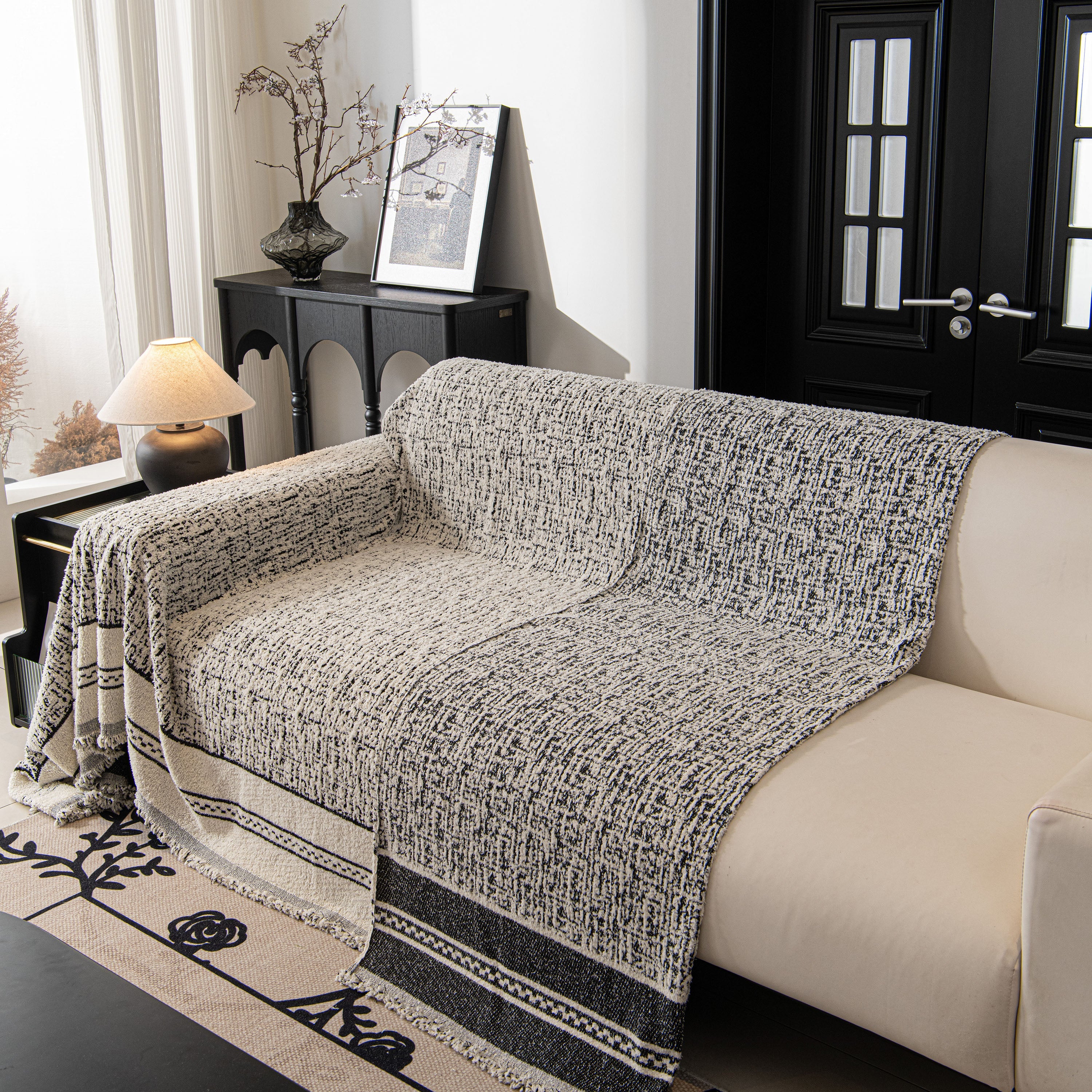 Textured Woven Furniture Protector for Couch, Rustic Farmhouse Sofa Throw Blanket - Image 46