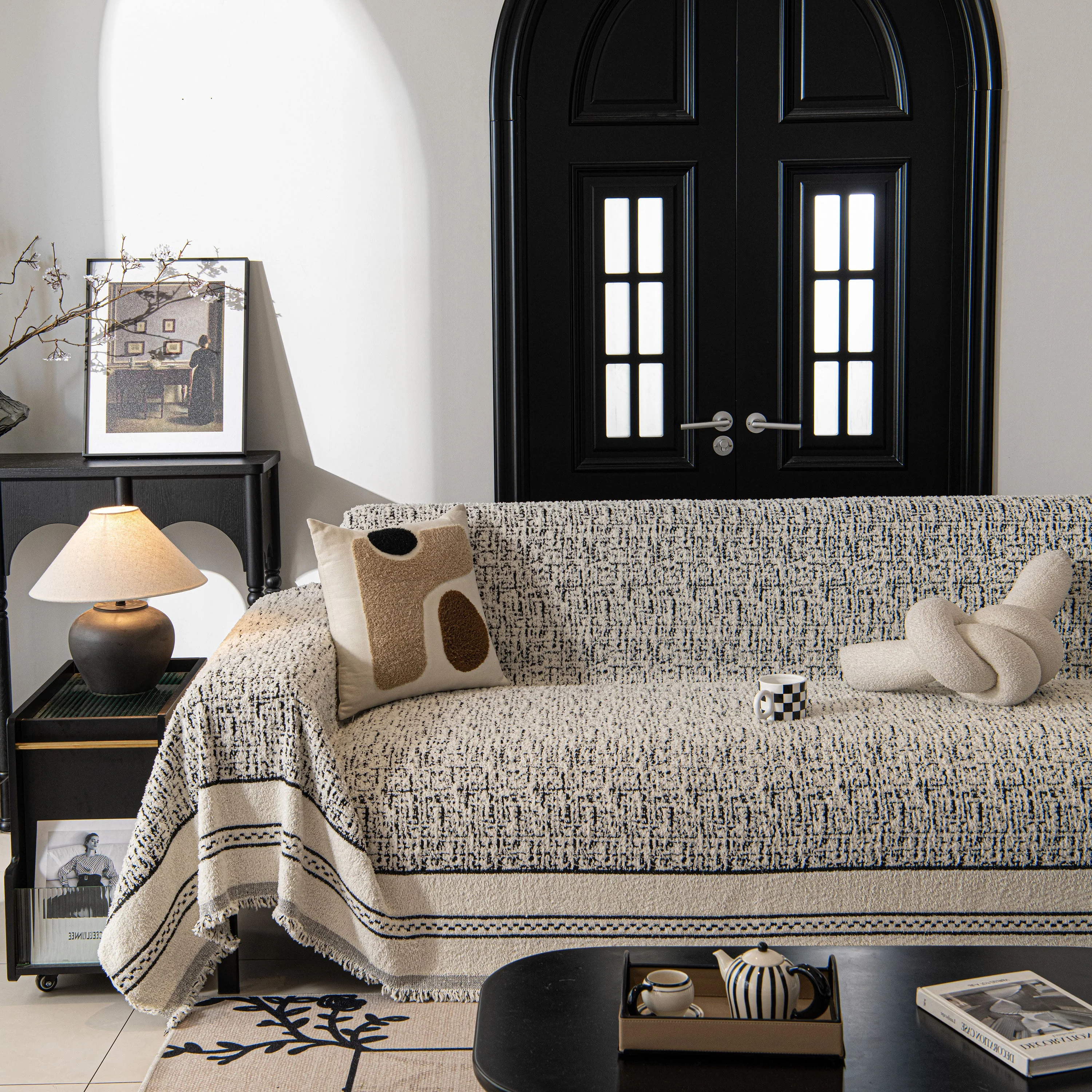 Textured Woven Furniture Protector for Couch, Rustic Farmhouse Sofa Throw Blanket - Image 47