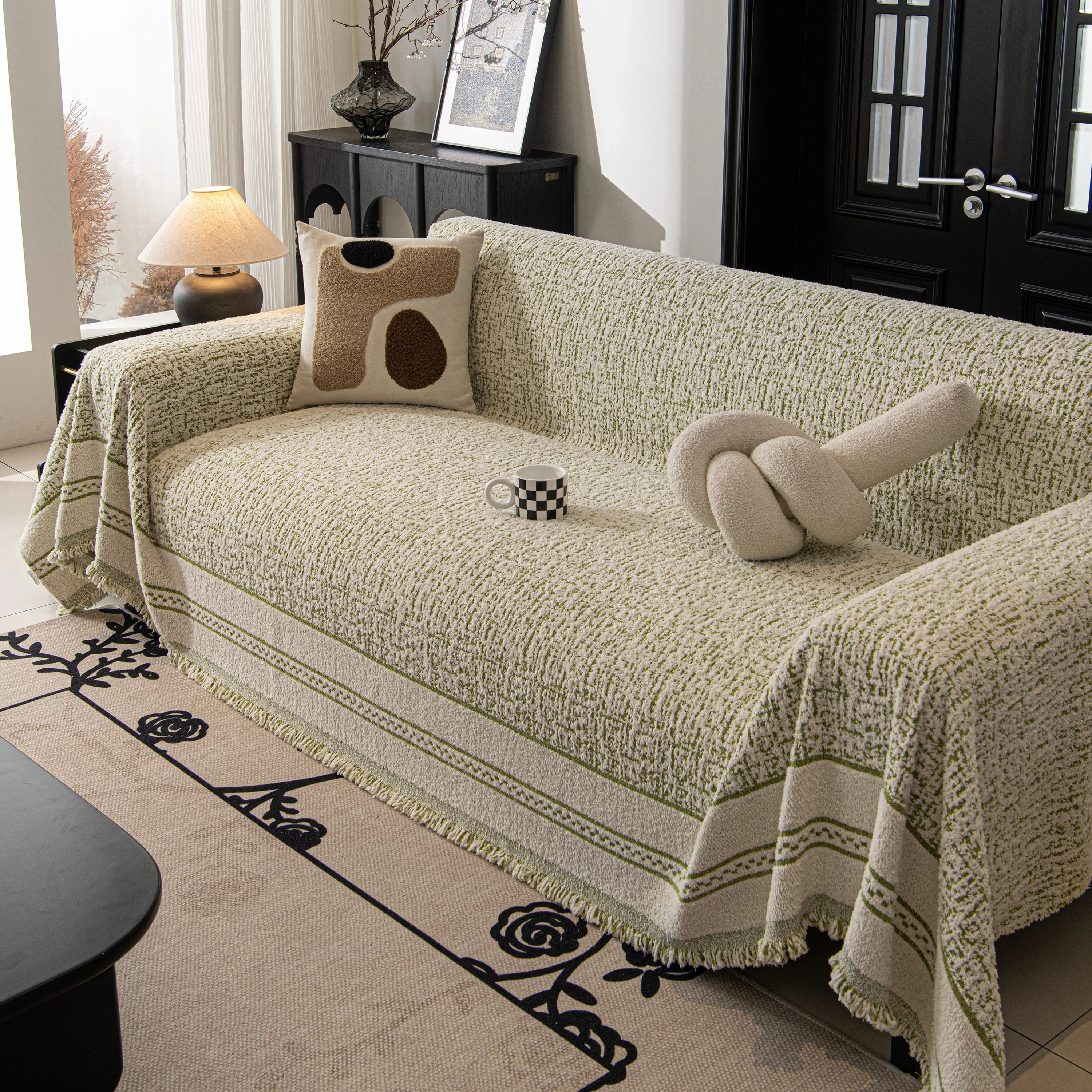 Textured Woven Furniture Protector for Couch, Rustic Farmhouse Sofa Throw Blanket - Image 50