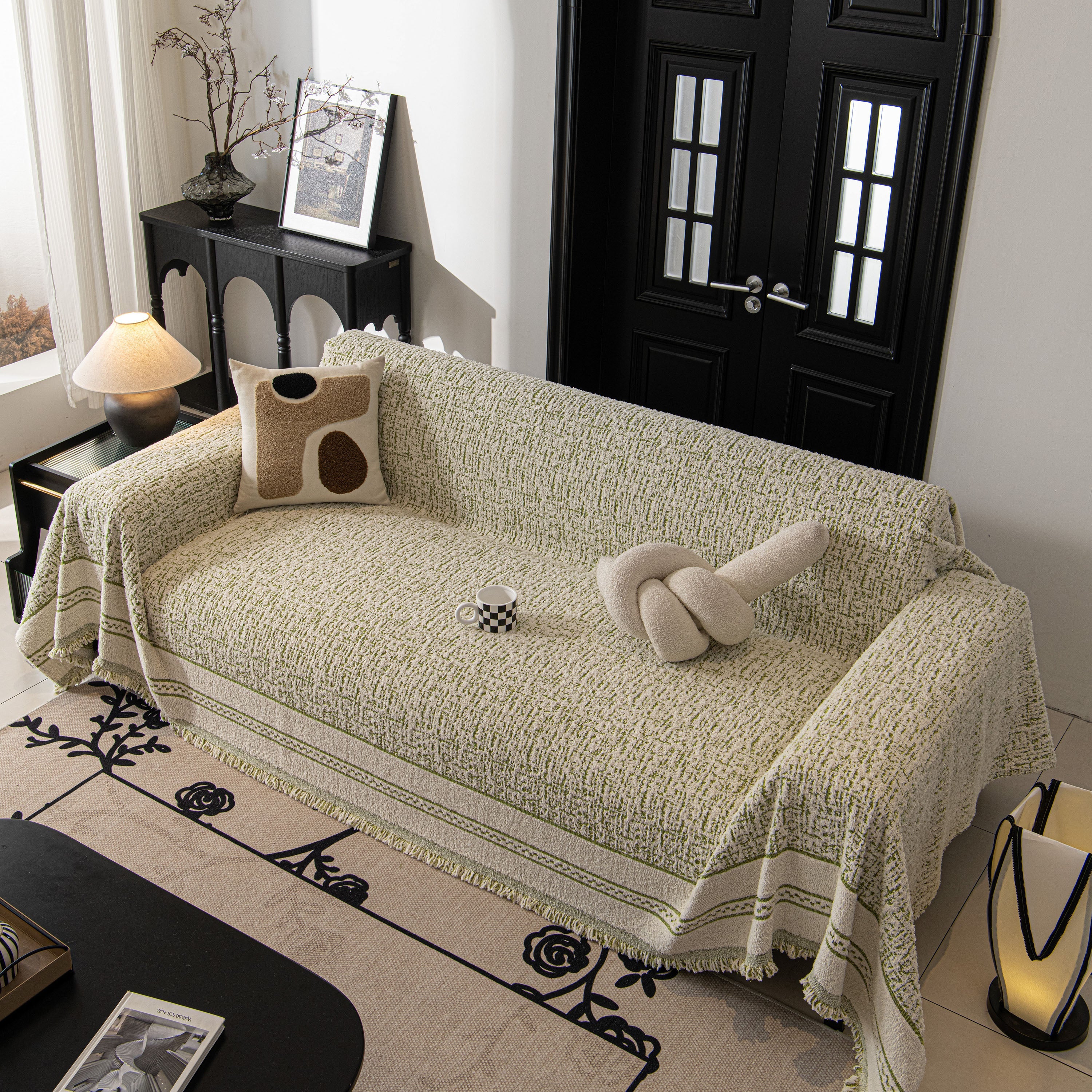 Textured Woven Furniture Protector for Couch, Rustic Farmhouse Sofa Throw Blanket - Image 53