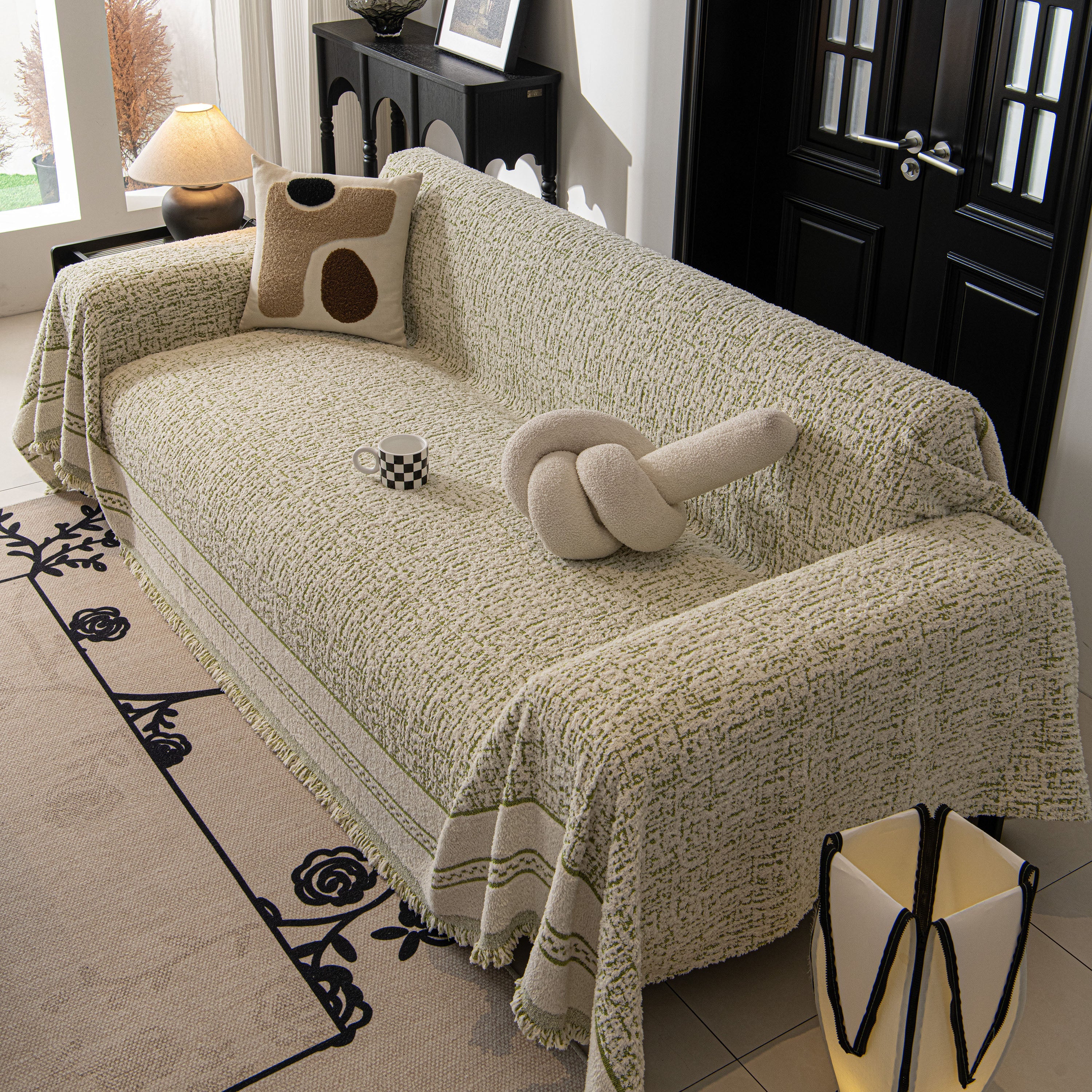 Textured Woven Furniture Protector for Couch, Rustic Farmhouse Sofa Throw Blanket - Image 55