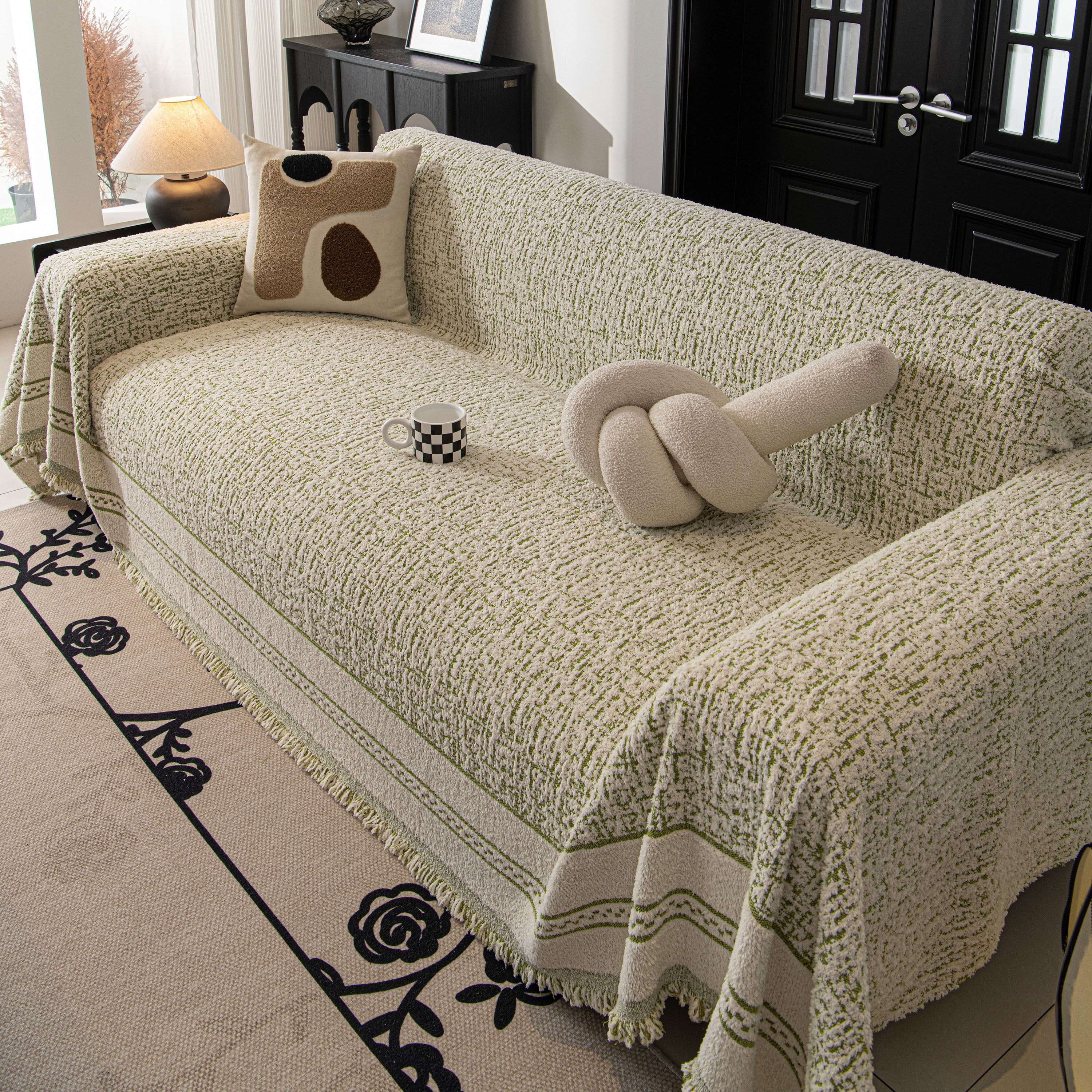 Textured Woven Furniture Protector for Couch, Rustic Farmhouse Sofa Throw Blanket - Image 56