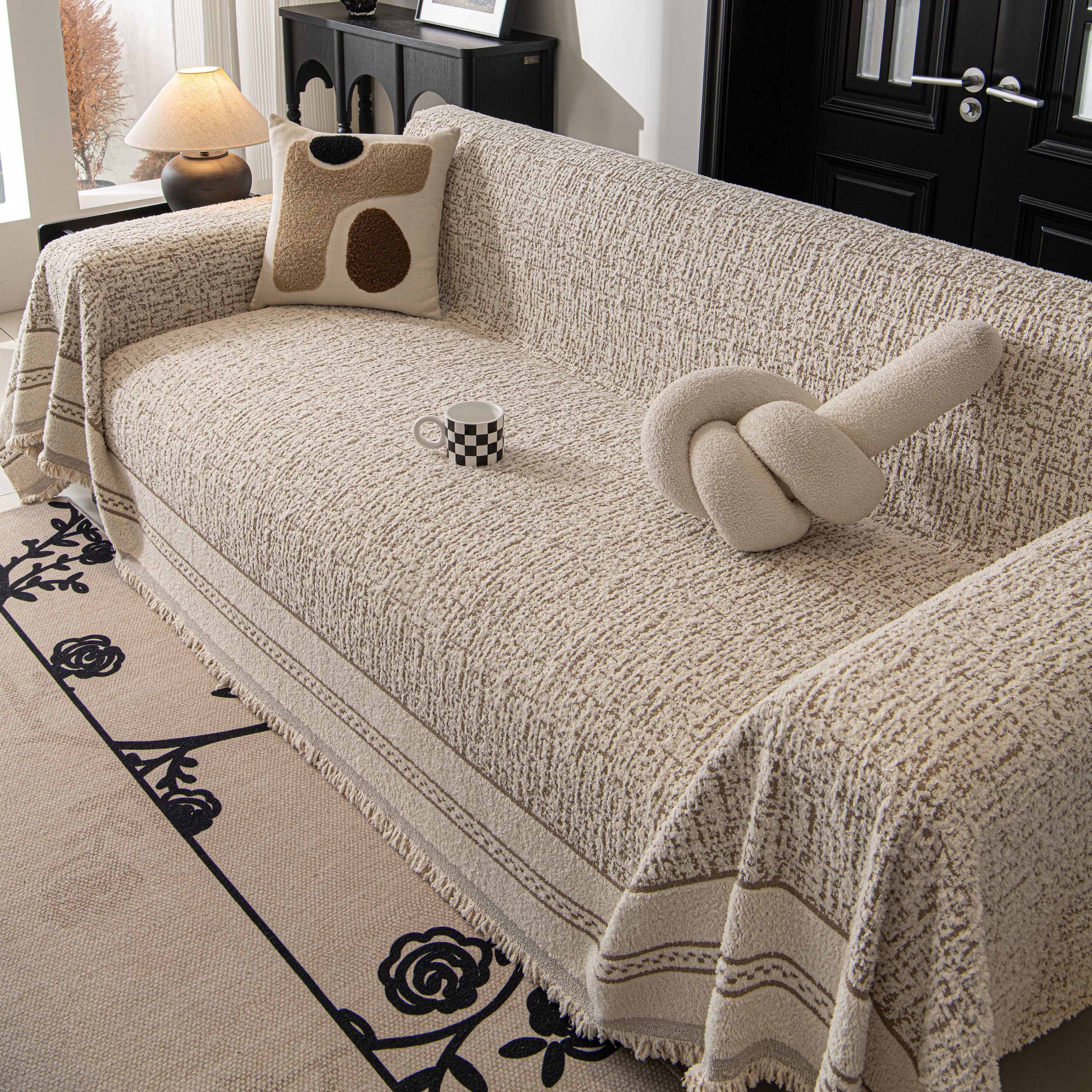 Textured Woven Furniture Protector for Couch, Rustic Farmhouse Sofa Throw Blanket - Image 6